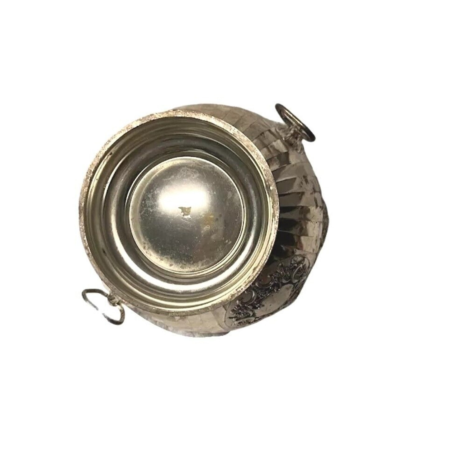 Vintage Silver Plate Ornate Monteith Bowl LION Handles Gold Wash Interior