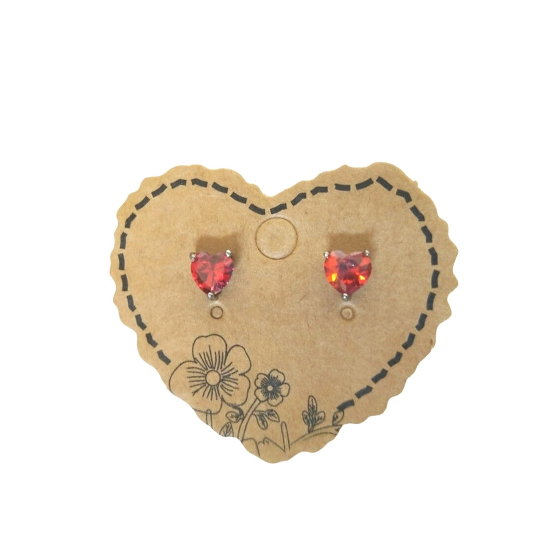 Heart Cut Fire Red Garnet Stud Earrings Sterling Silver 925 Post Screw