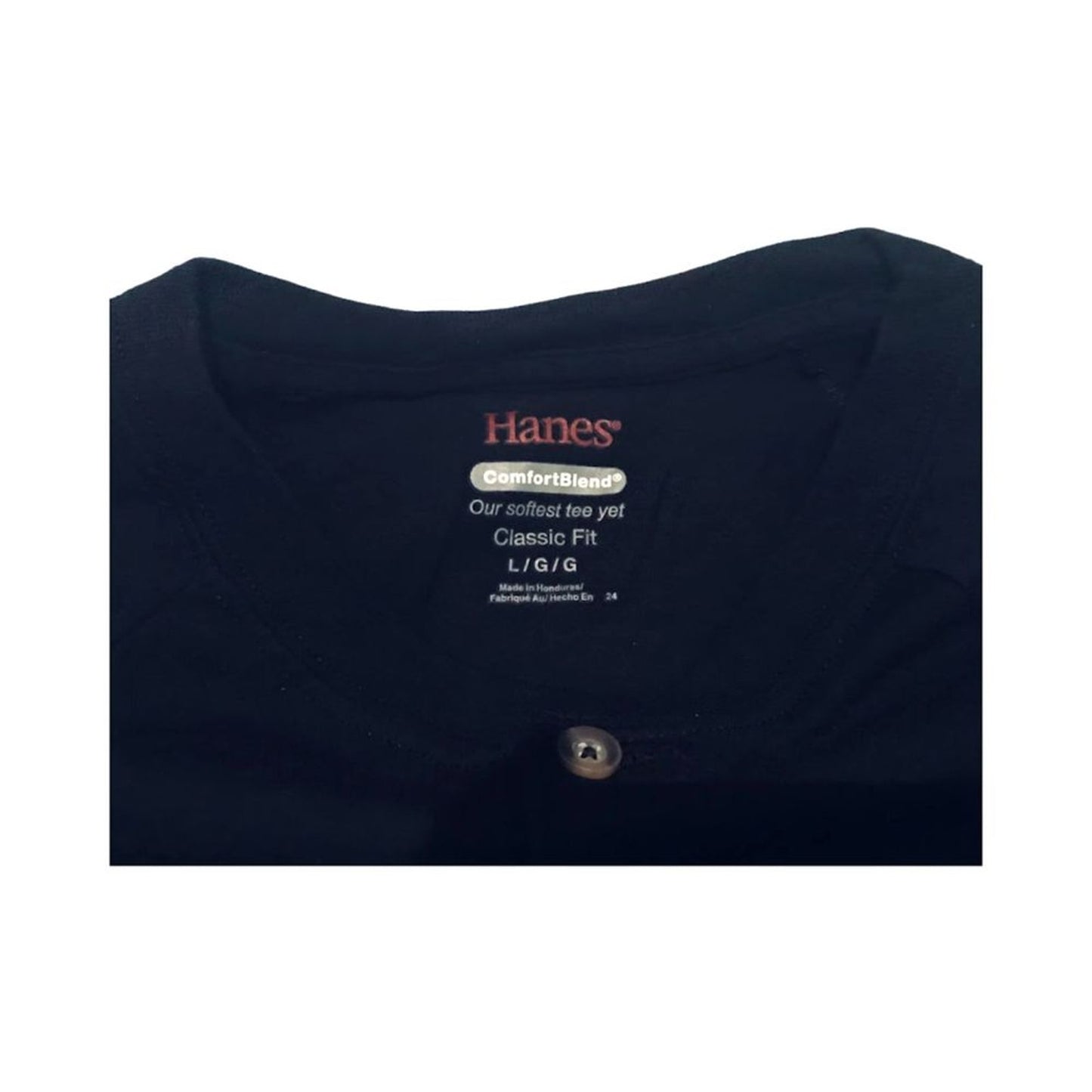 NWOT Hanes Men`s Casual T-shirt Black Classic Fit L Cotton Short Sleeve