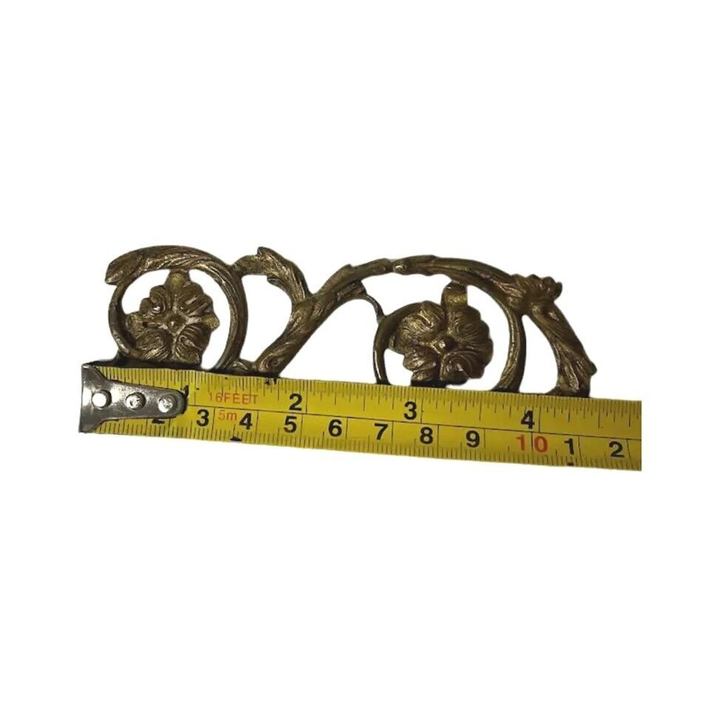 2 Pcs Antique Art Nouveau Furniture Hardware Decor Solid Brass Ornaments