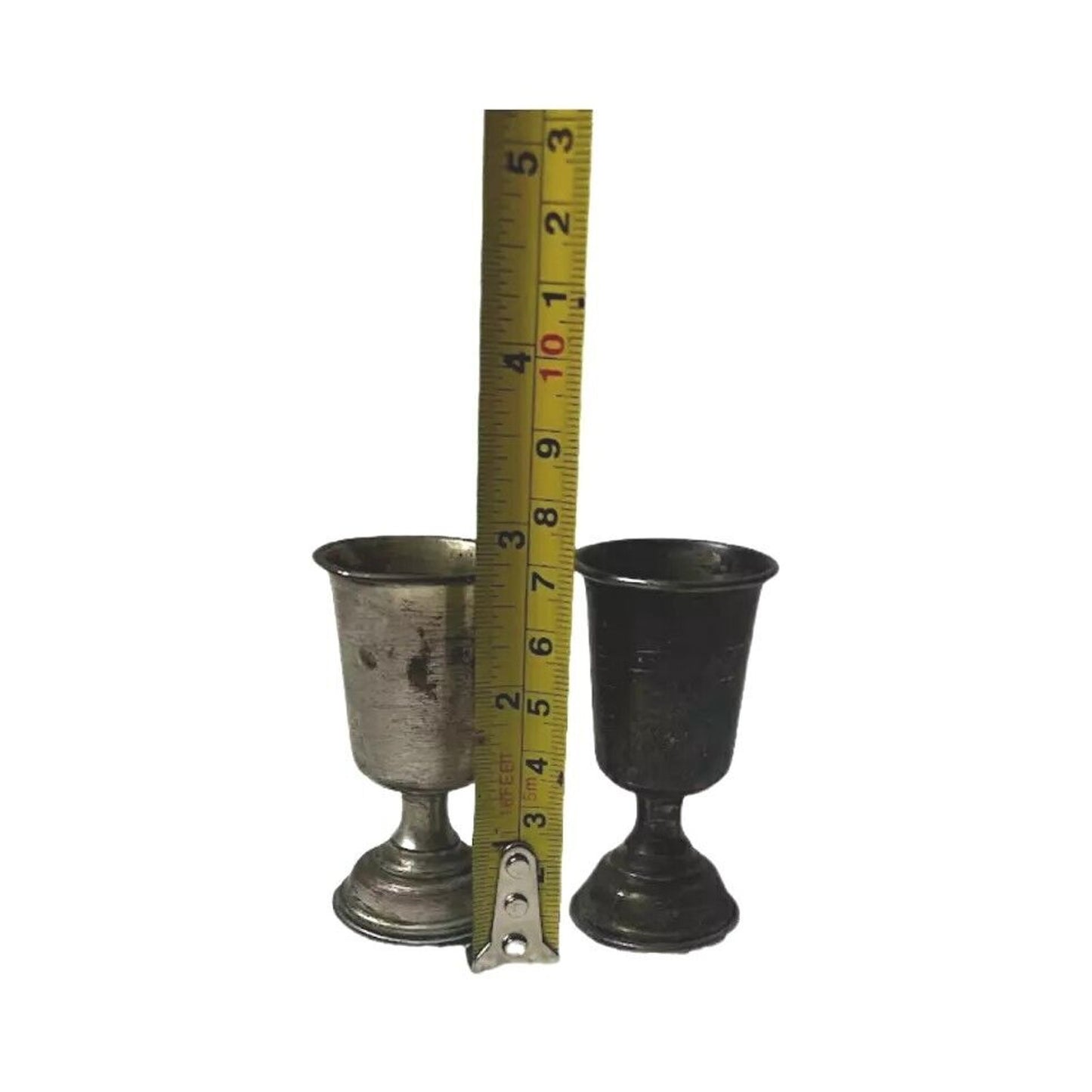 2 Liqueur Shots Cordial Goblets Stemware VTG Silverplate Antique 2.75"