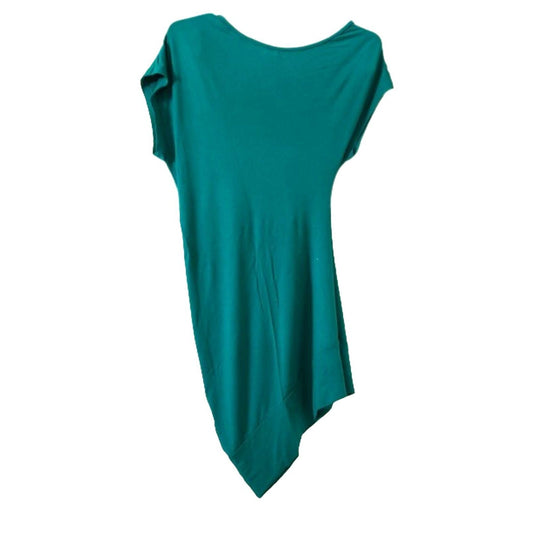 3rd Asymmetrical dark green mini dress short sleeve S