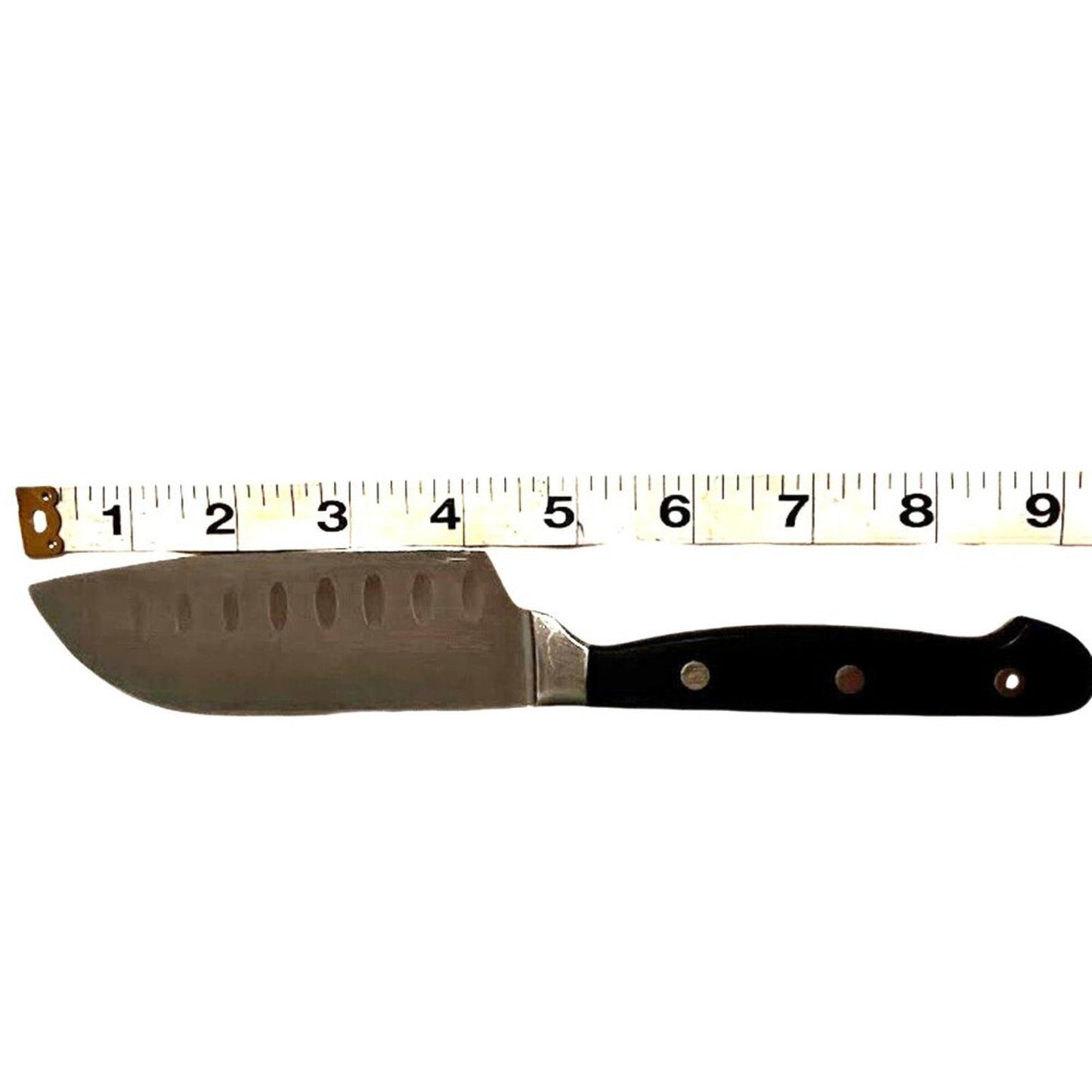 Santoku Chef's Knife Wide Blade Stainless Steel Black Bakelite Handle 9" Slicer