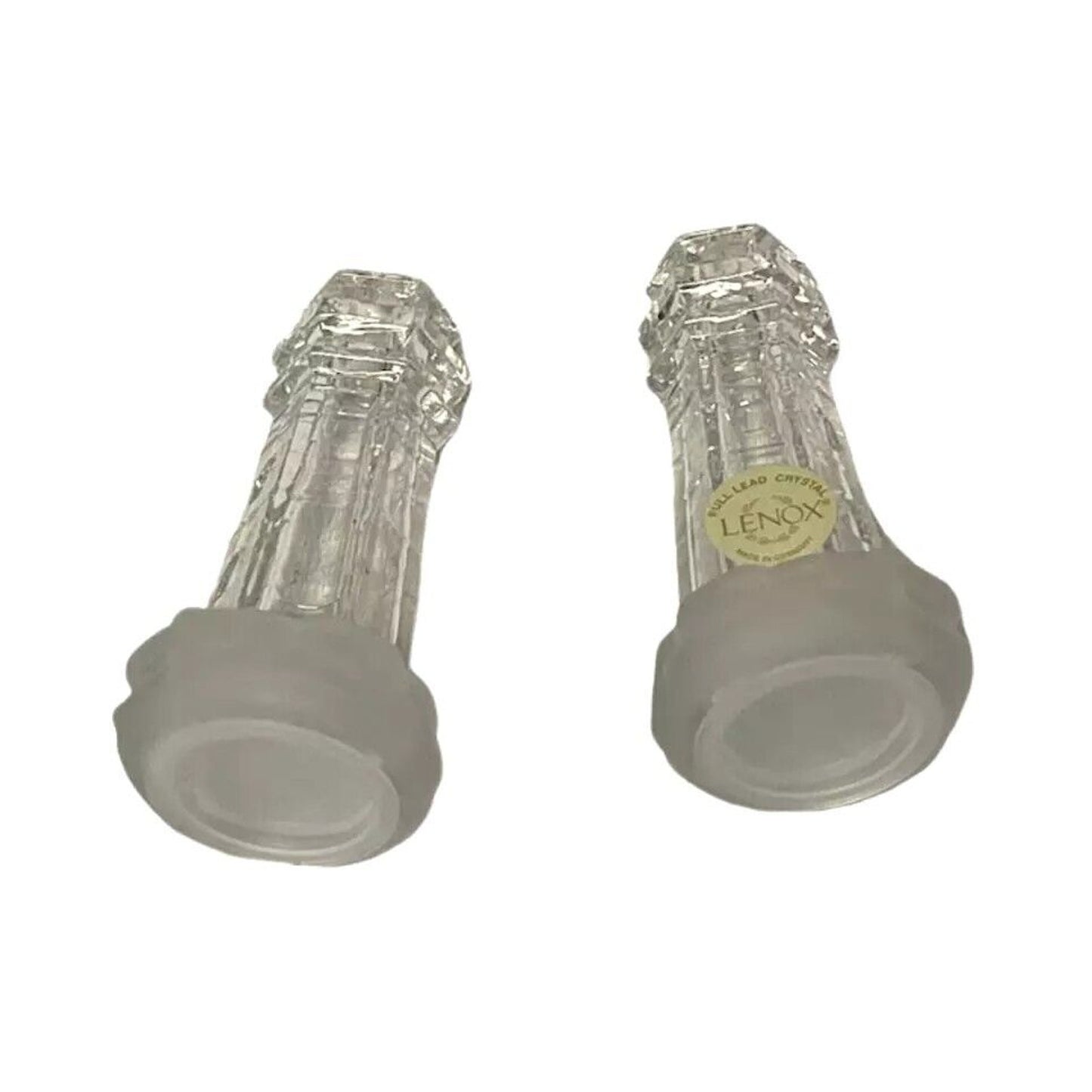 Vintage Lenox Salt & Pepper Shakers Set Pair Light House Frosted Glass Waves