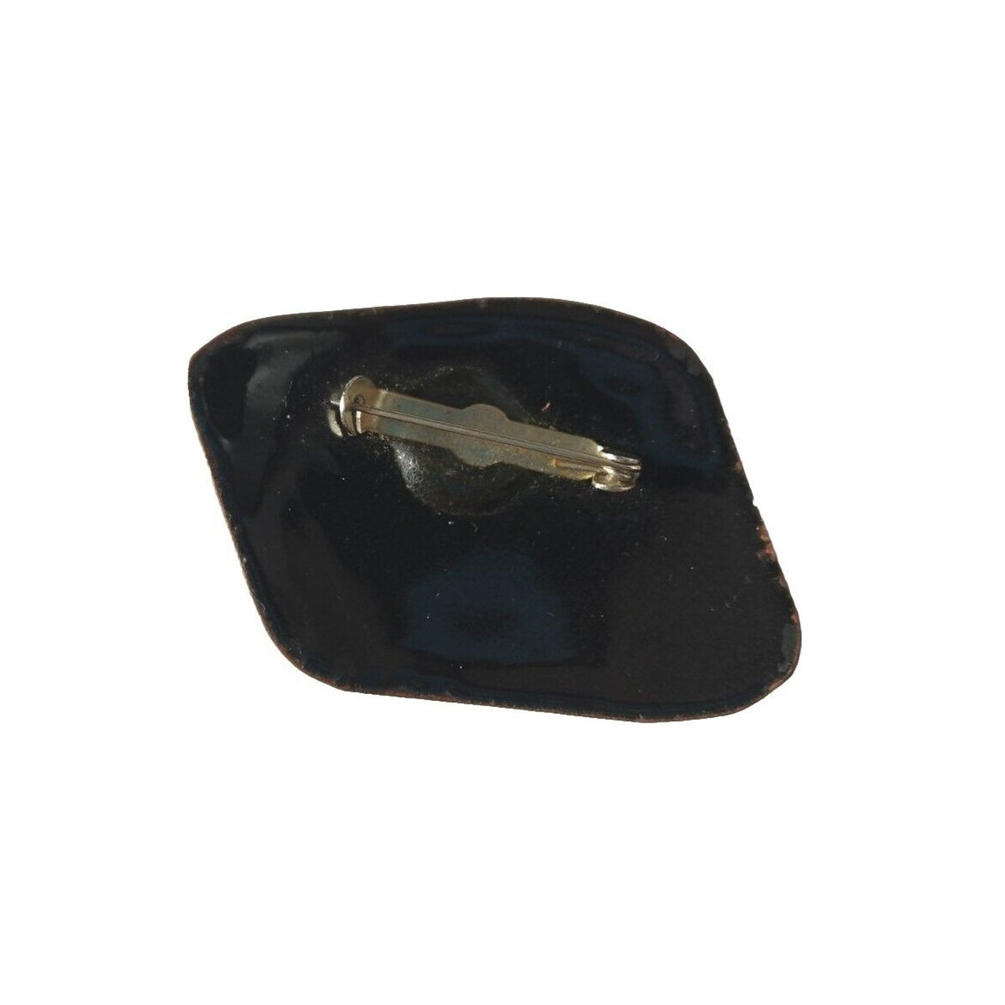 Vintage Women's Brooch Pin Abstract Black Enamel Austria Estate Fashion Jewelry
