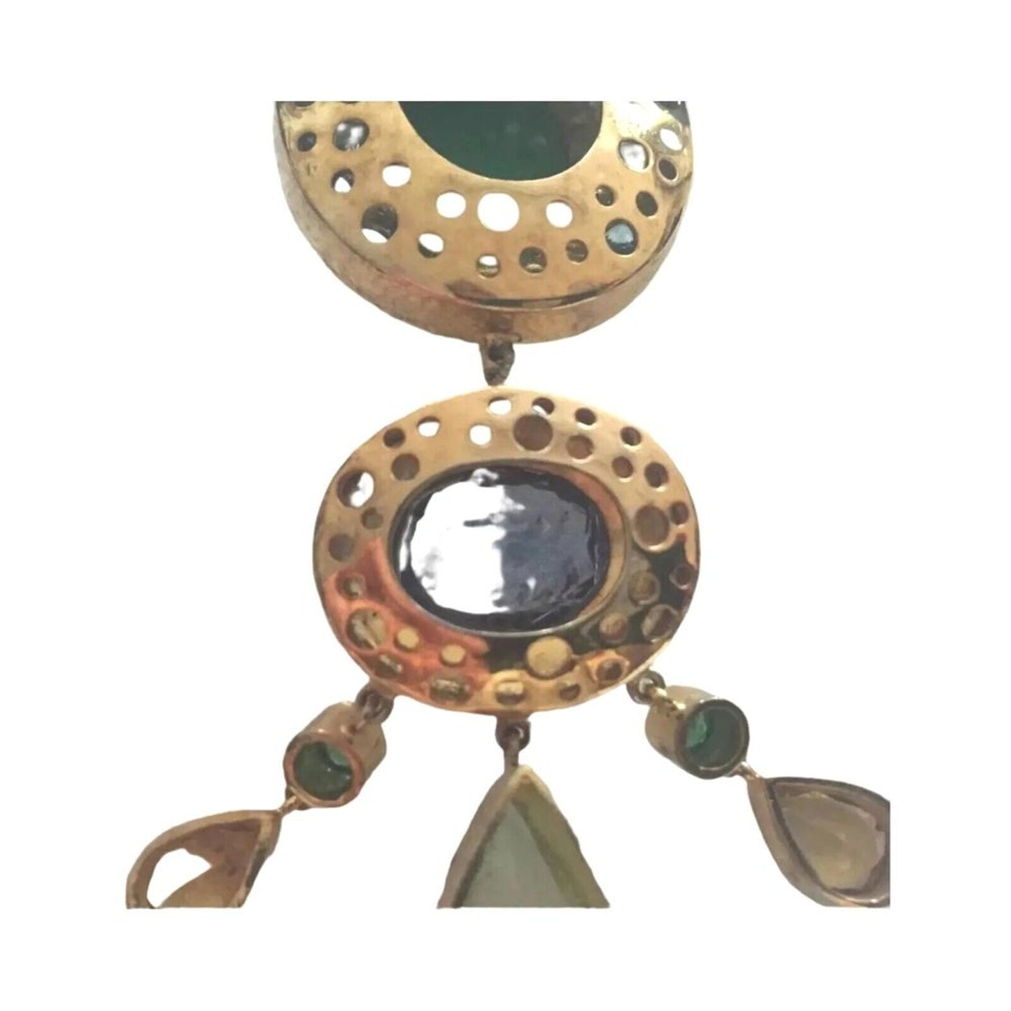 Women's Necklace Vintage Jadeite Tanzanite Aquamarine Stingray Sterling Silver