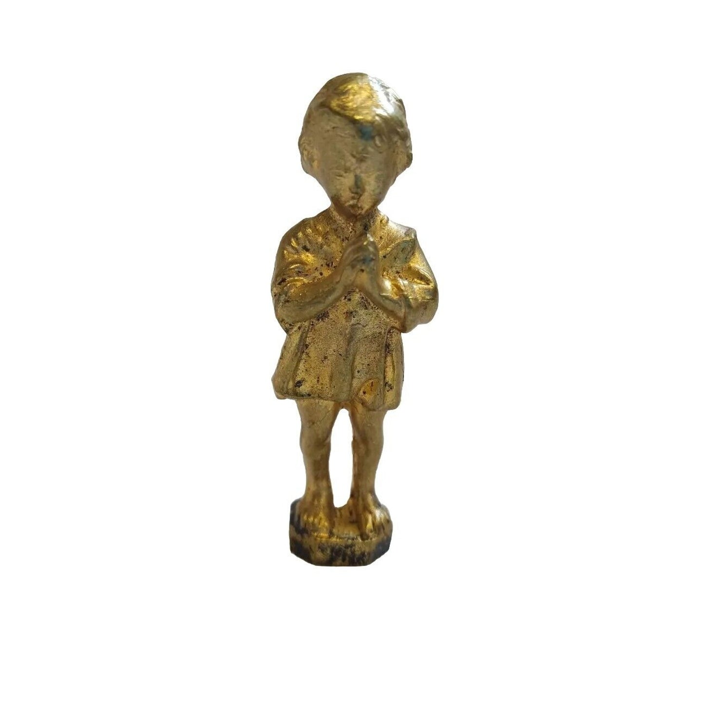 Beautiful Antique Art Nouveau Bronze Gold Leaf Wax Seal Of Girl Praying C1900