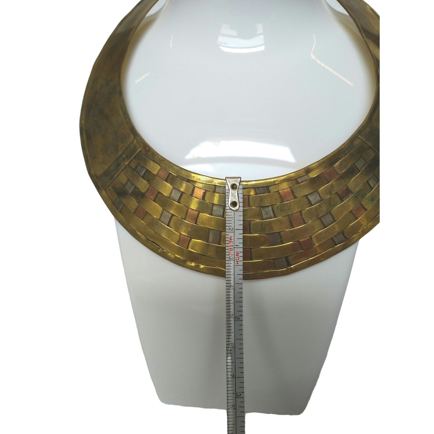 Vintage Modernist Handmade Brass Choker Necklace Tribal Ethnic Design African