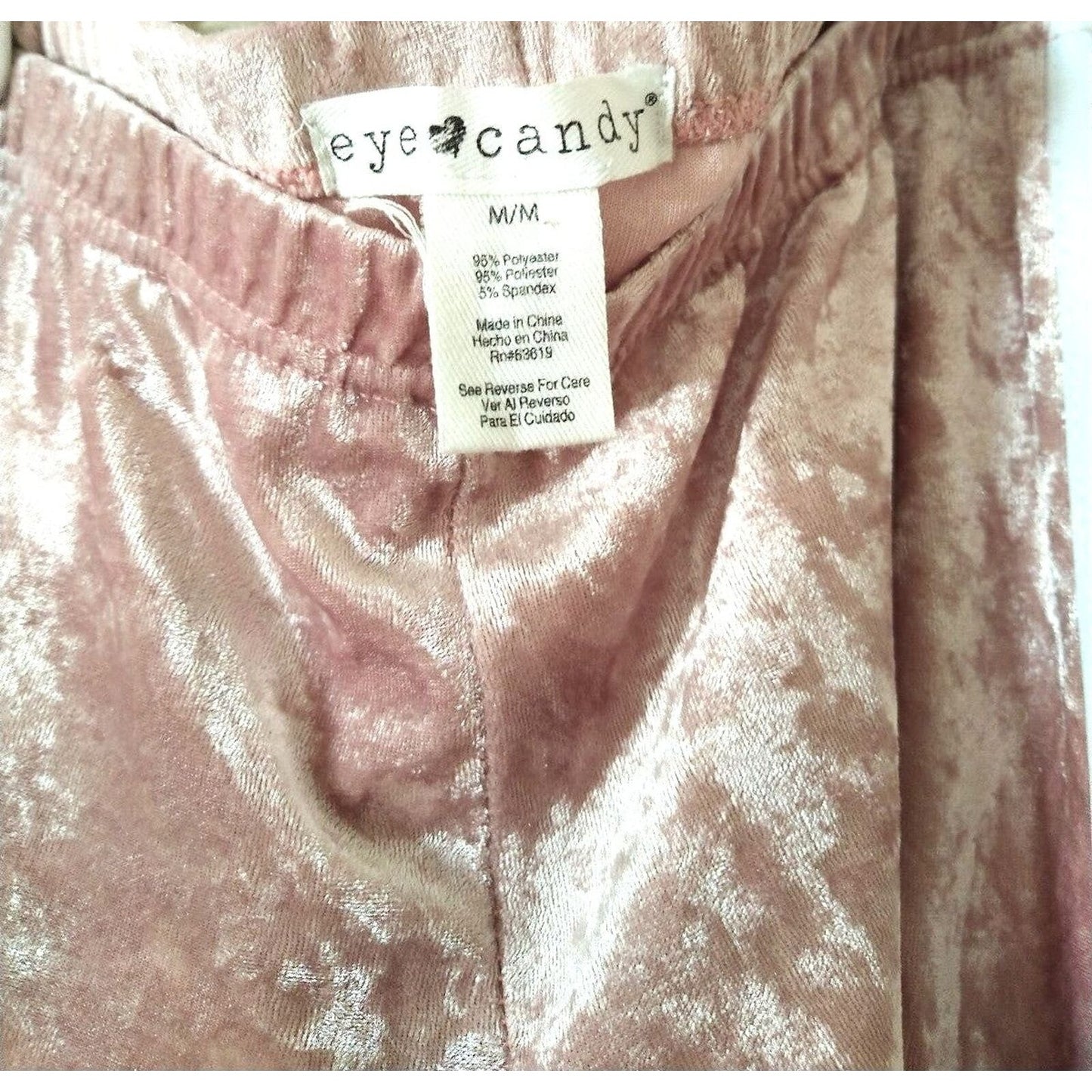 Eye candy light mauve pink velvet leggings M