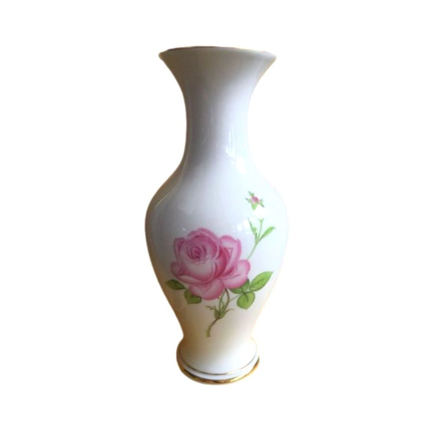 Antique Meissen Pink Rose Vase 1934-1945 Fine White Porcelain Original German