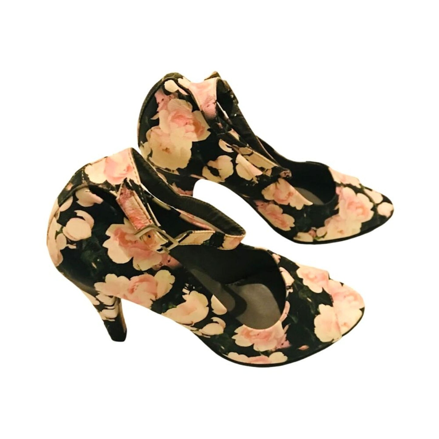 NWOT Herc Women`s High Heels Sandals Shoes Pink Black Genuine Leather 37 Eu