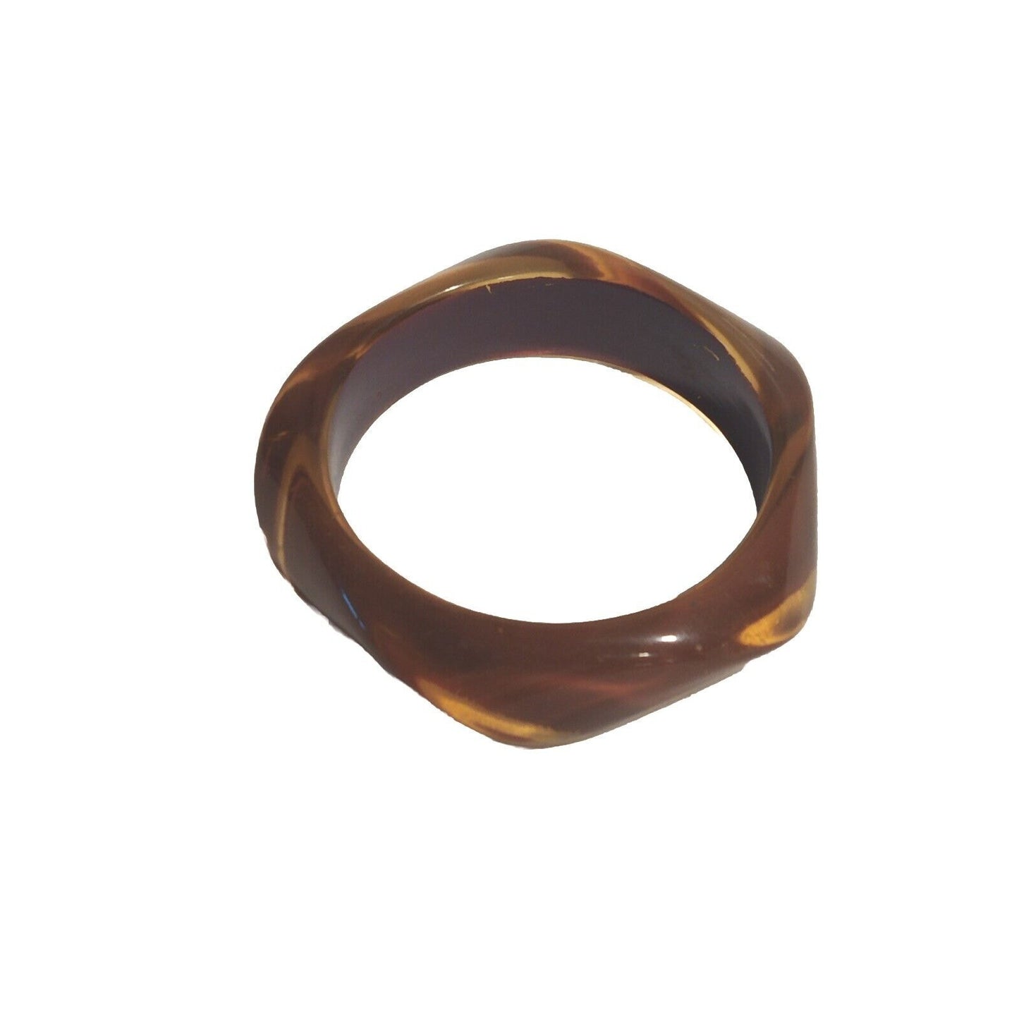 Chunky Marbled Brown Lucite Bangle Bracelet Vintage