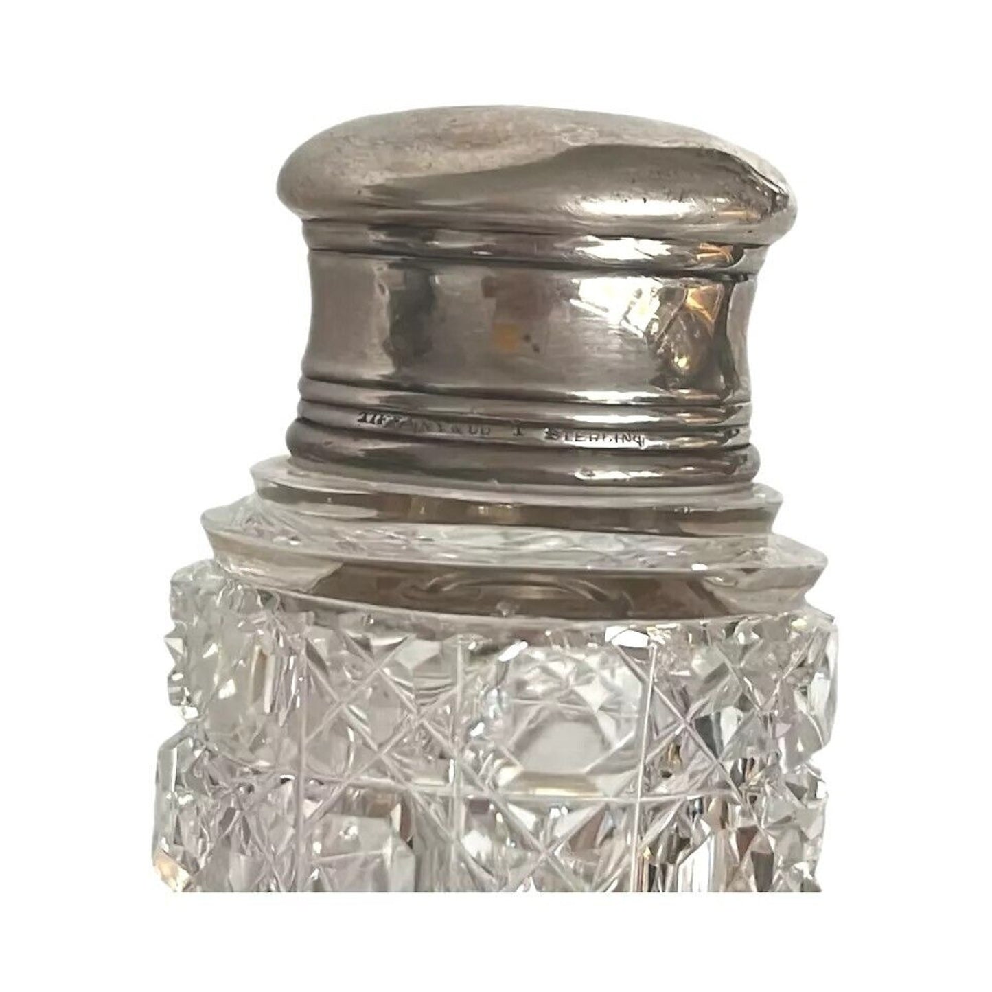 Antique Tiffany & Co Scent Perfume Bottle Sterling Silver Cap Cut Crystal