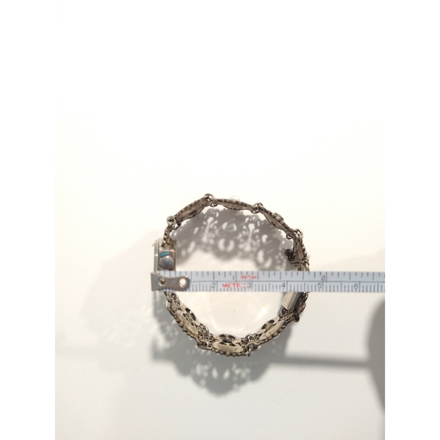 Antique Women`s Wrist Watch Bergland Filigree Sterling Silver Pearls Garnets