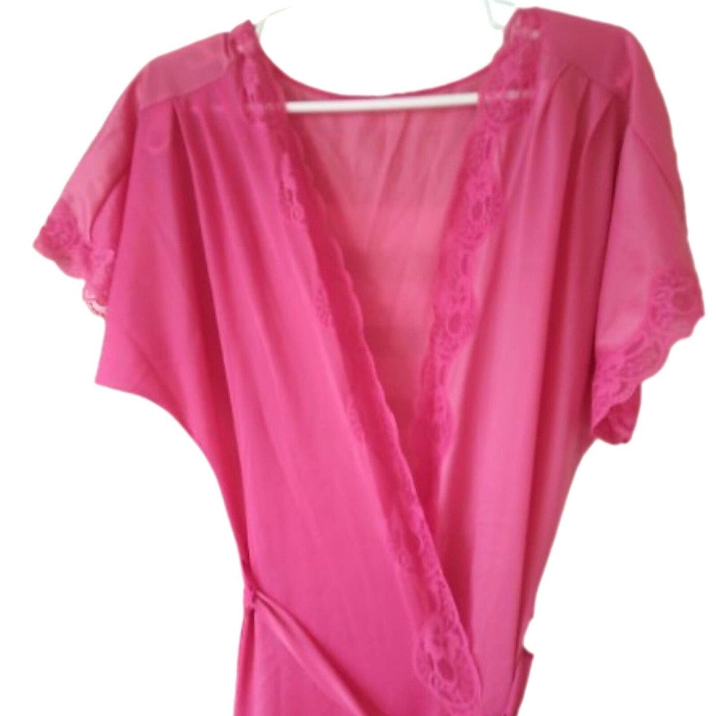 Pink lace trim maxi nightgown L