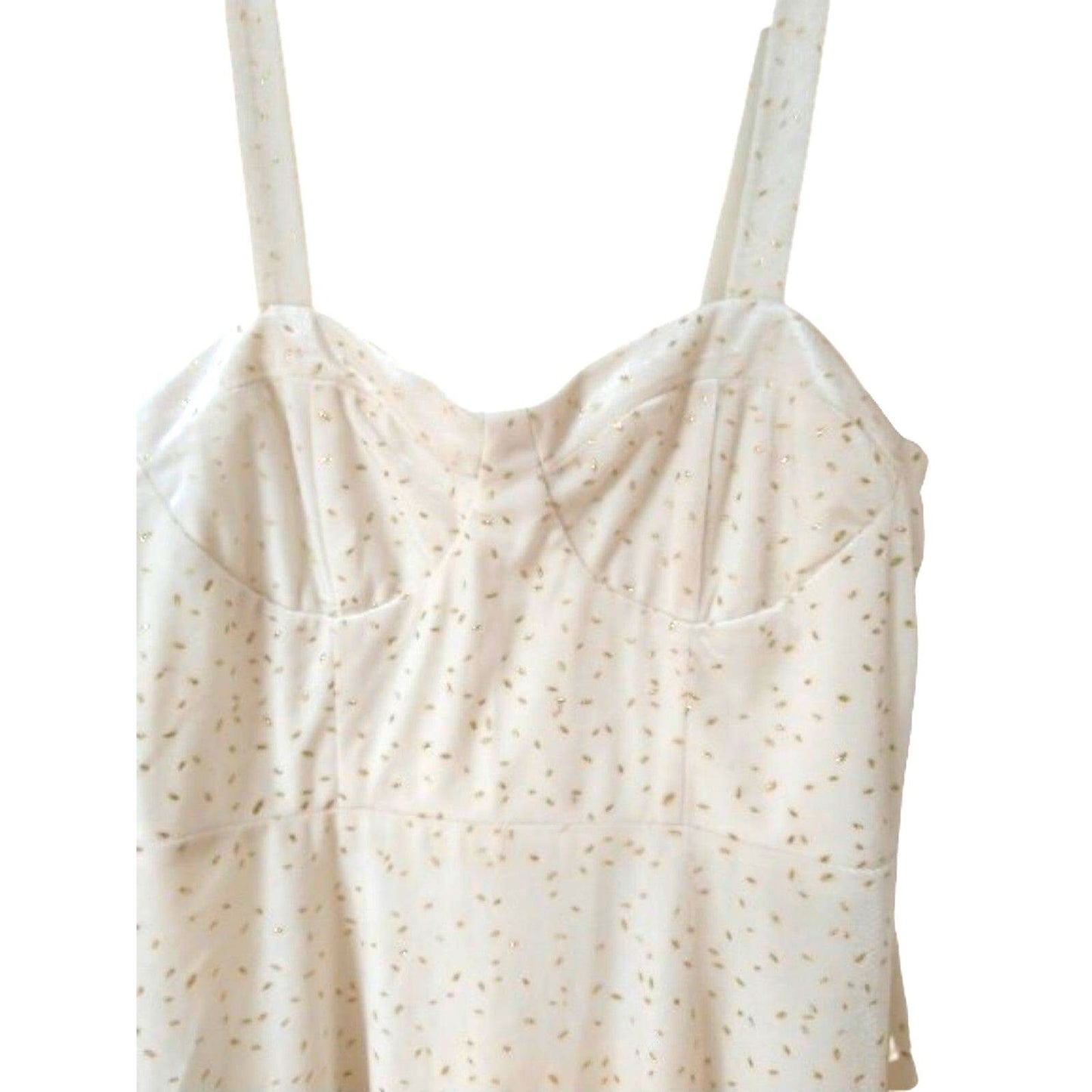Speechless Fit & Flare White Gold Flakes Mini Women's Dress Size L Sleeveless