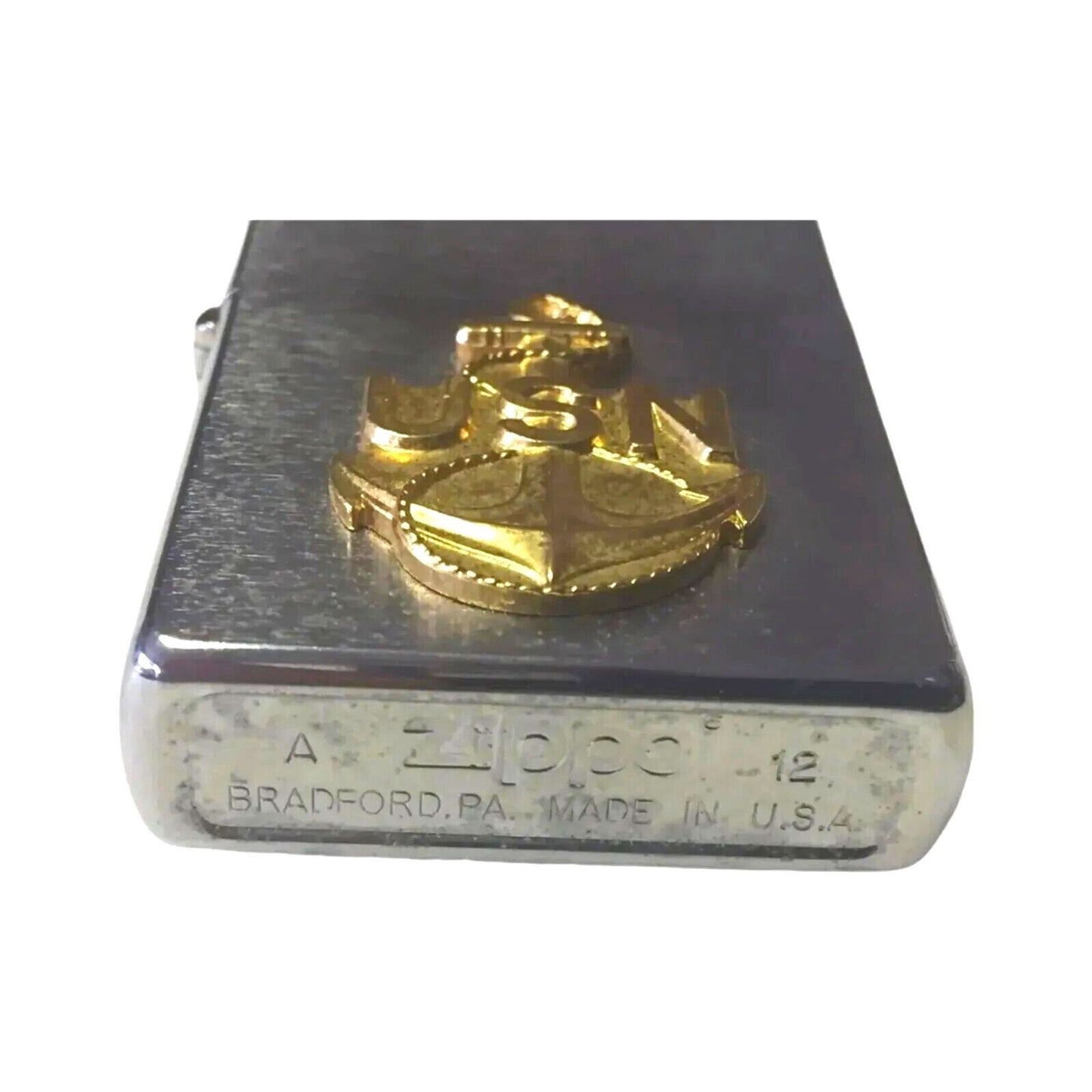 Zippo Lighter Bradford Pa Usa Usn Us Navy Silver Tone 2012