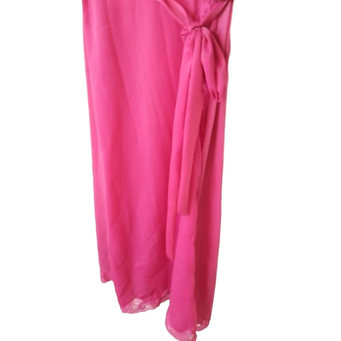 Pink lace trim maxi nightgown L