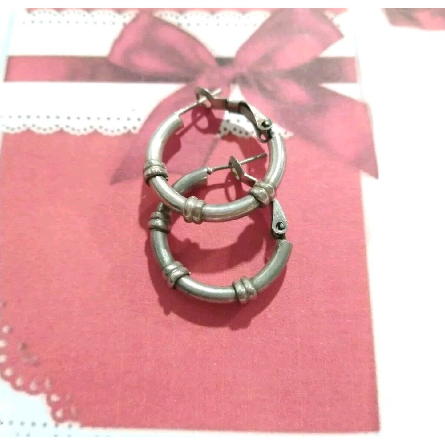 Vintage Silver Tone Hoop Earrings Small Lightweight