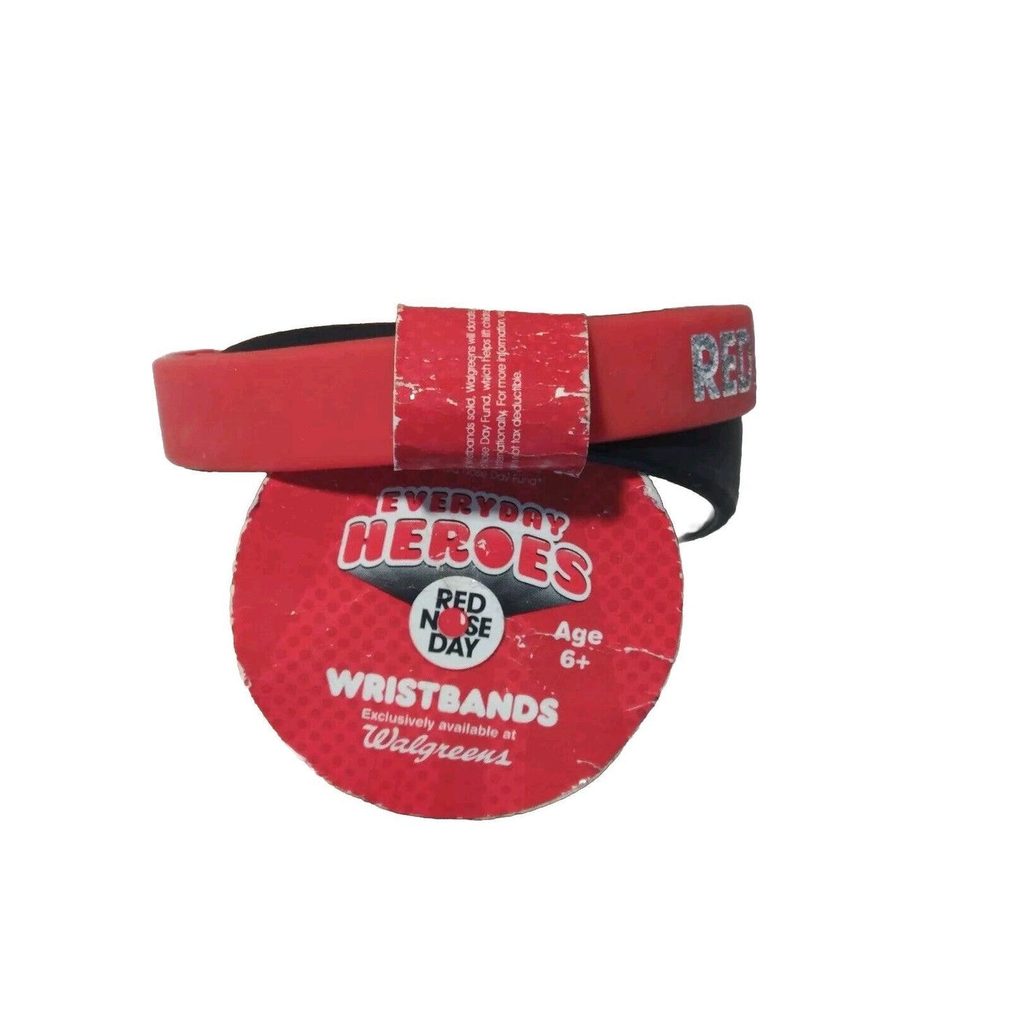 Ribbon Bracelet Motivational Wristbands- Red Nose Day 2019 Pair 2 Red Black