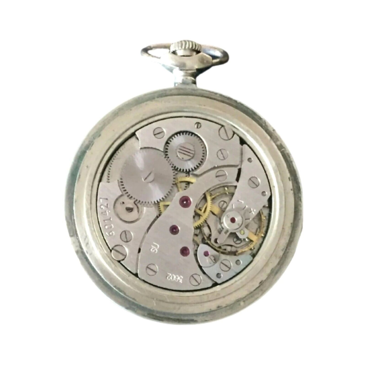 Molnija Pocket Watch Antique Russian Railroad Train Wheels 18 Jewels Open Face