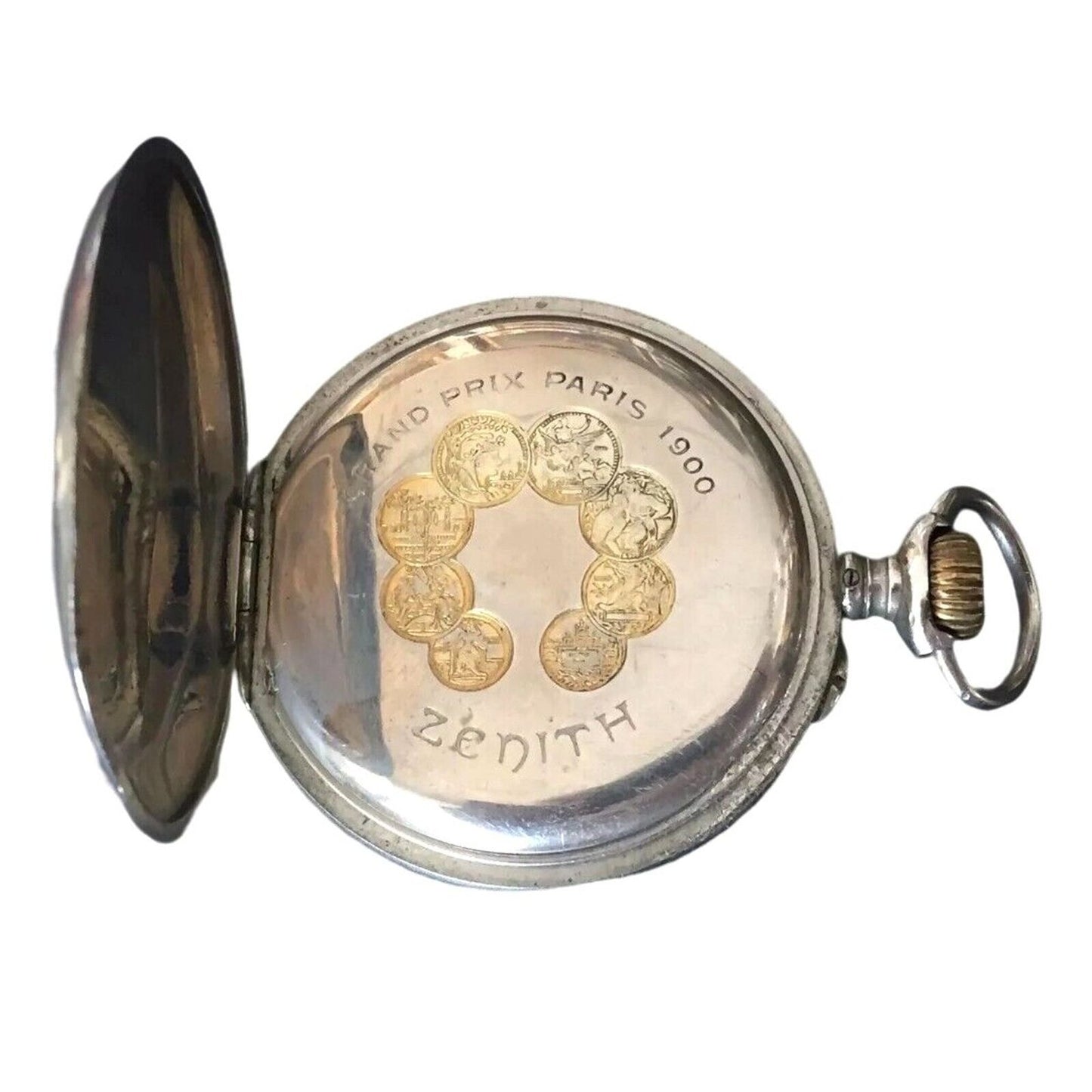 Pocket Watch Antique Zenith Grand Prix Paris 1900 Double Hunter Double Eagle