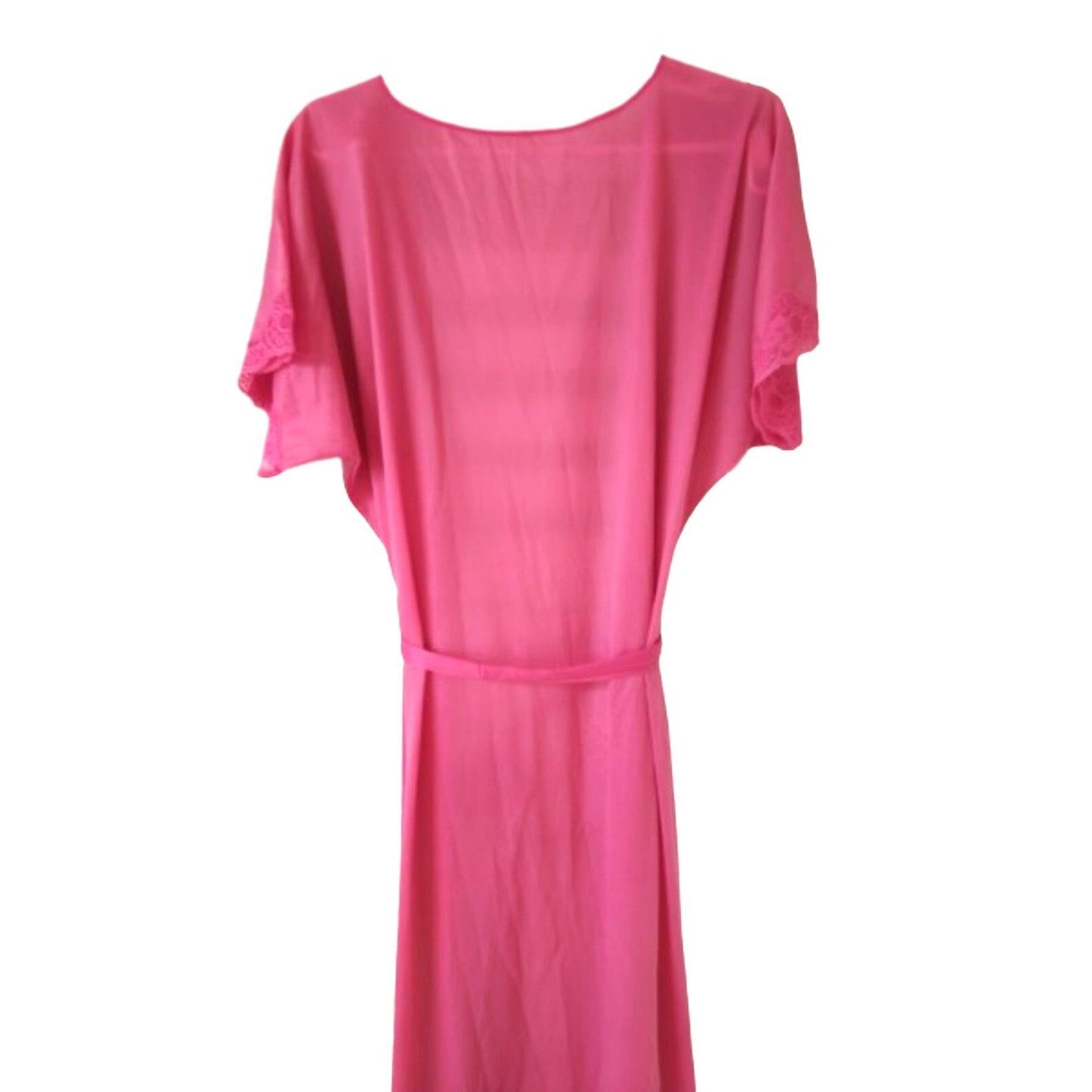 Pink lace trim maxi nightgown L
