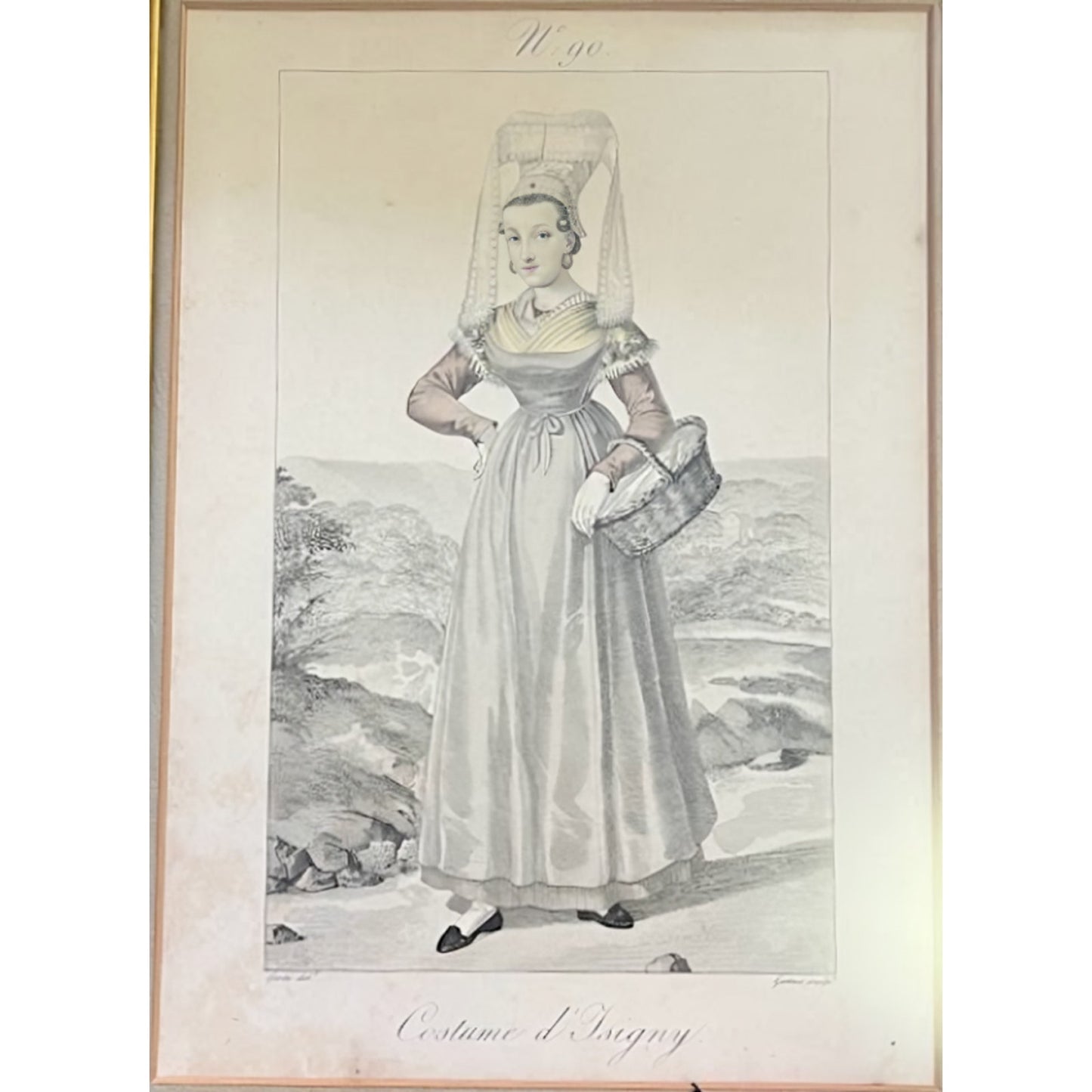 Women's Costume d'ISIGNY Normandie France Antique Poster