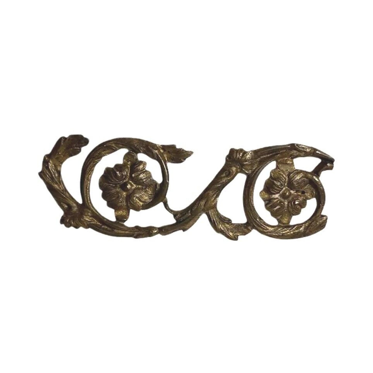 2 Pcs Antique Art Nouveau Furniture Hardware Decor Solid Brass Ornaments