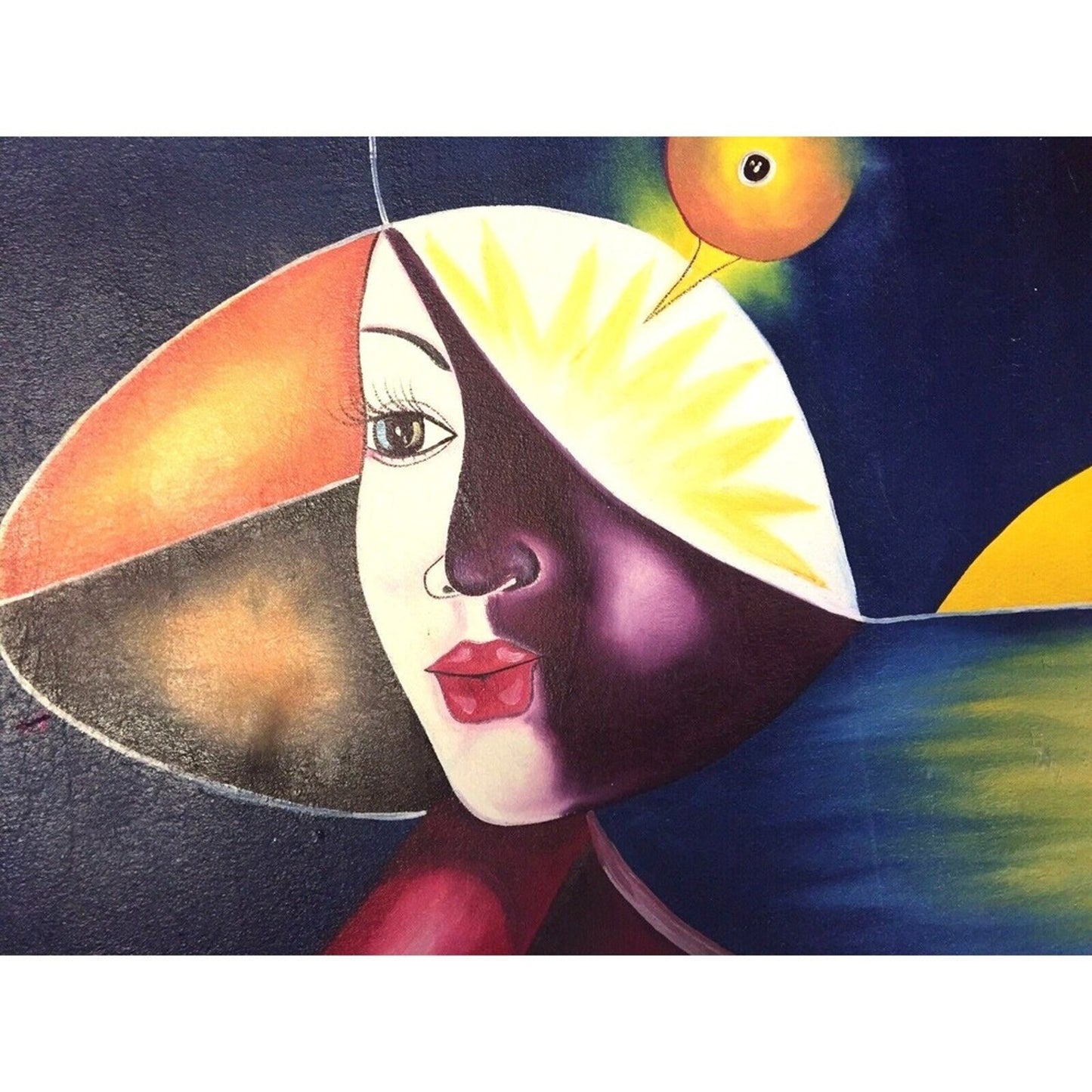 Painting Sandrack Jeans Abstract Romantic Mystical Haitian Oil Canvas Signed
