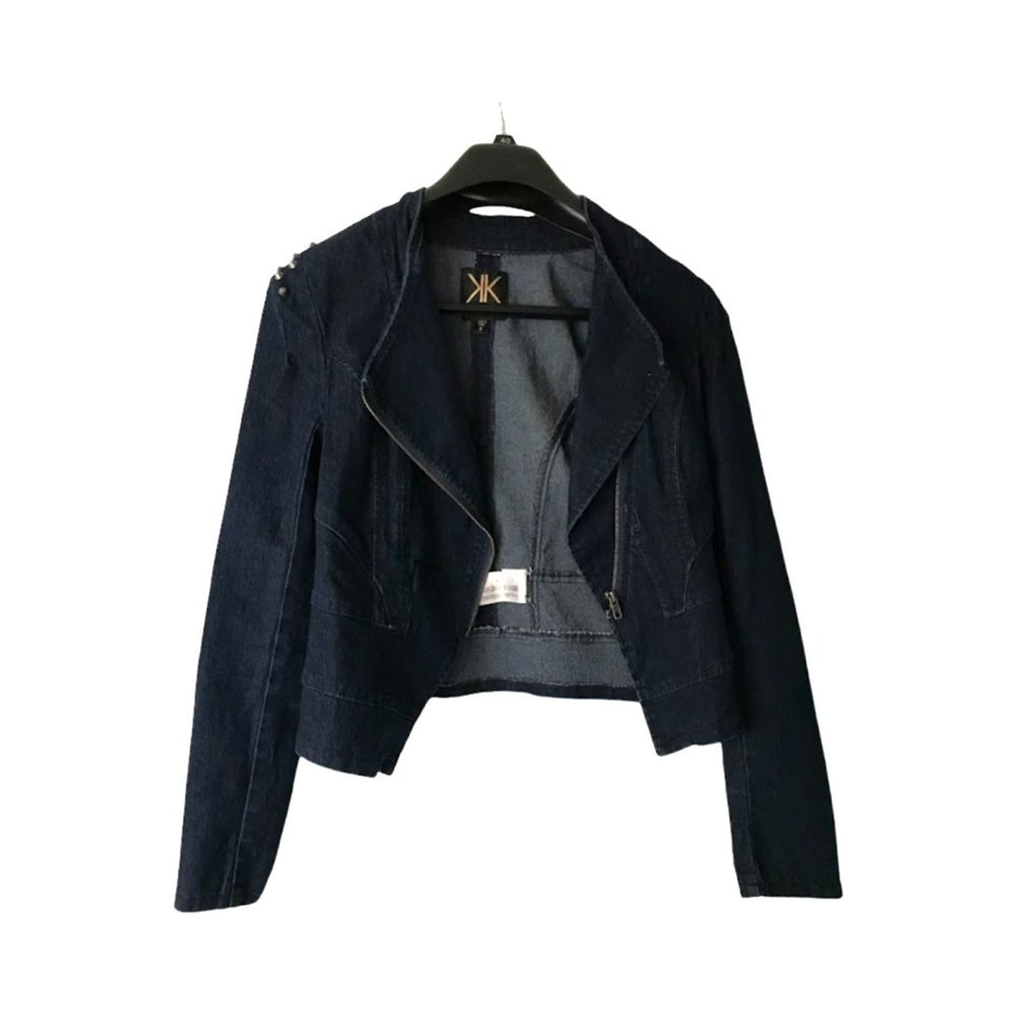Kardashian Kollection Women`s Jean Jacket Blazer Jacket Size S Dark Blue