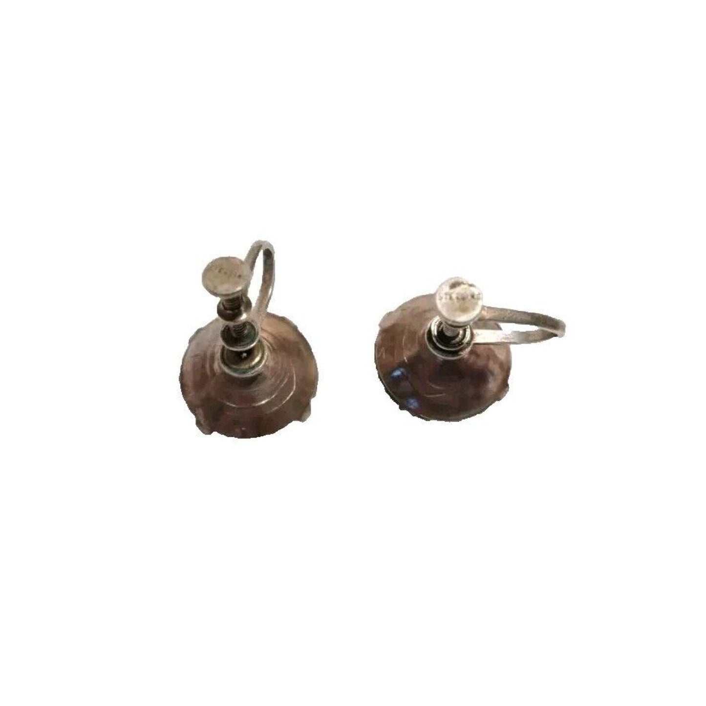 Vintage Sterling Silver 925 Crystal Screw Back Stud Earrings 14K Rose Gold