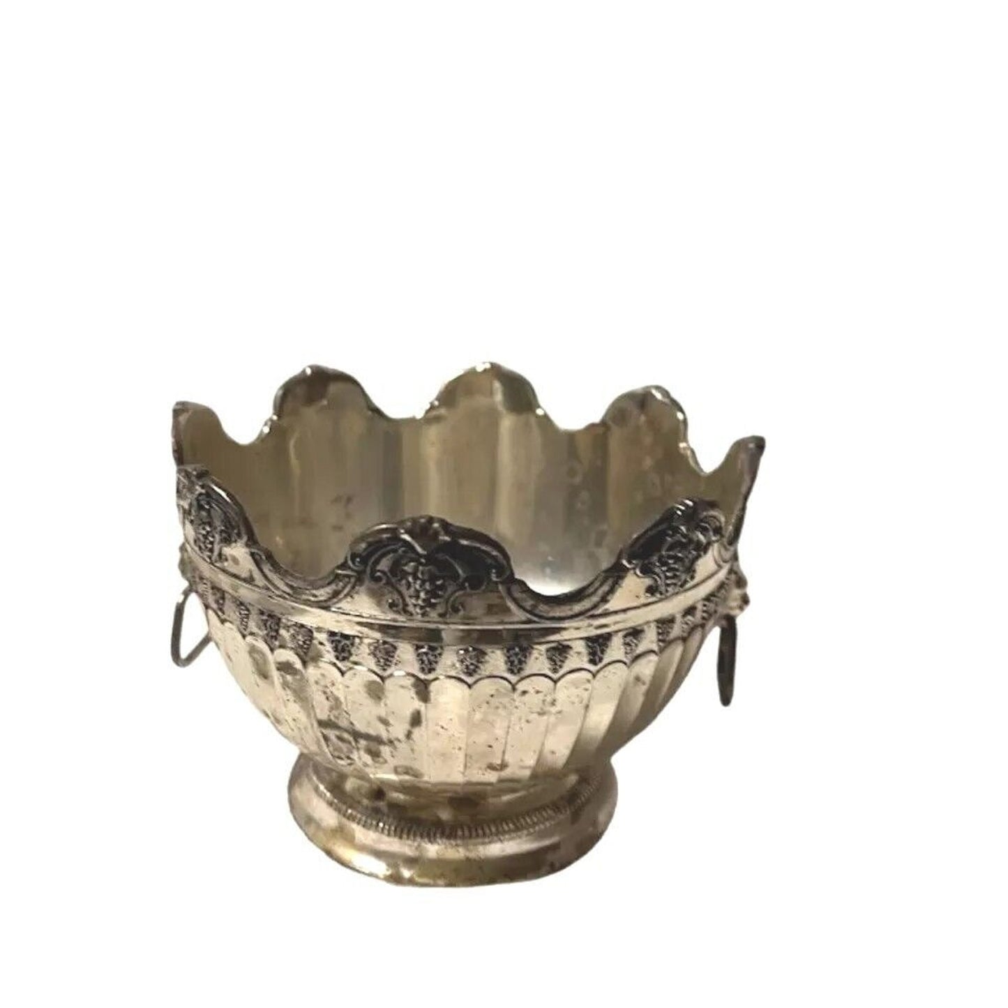 Vintage Silver Plate Ornate Monteith Bowl LION Handles Gold Wash Interior