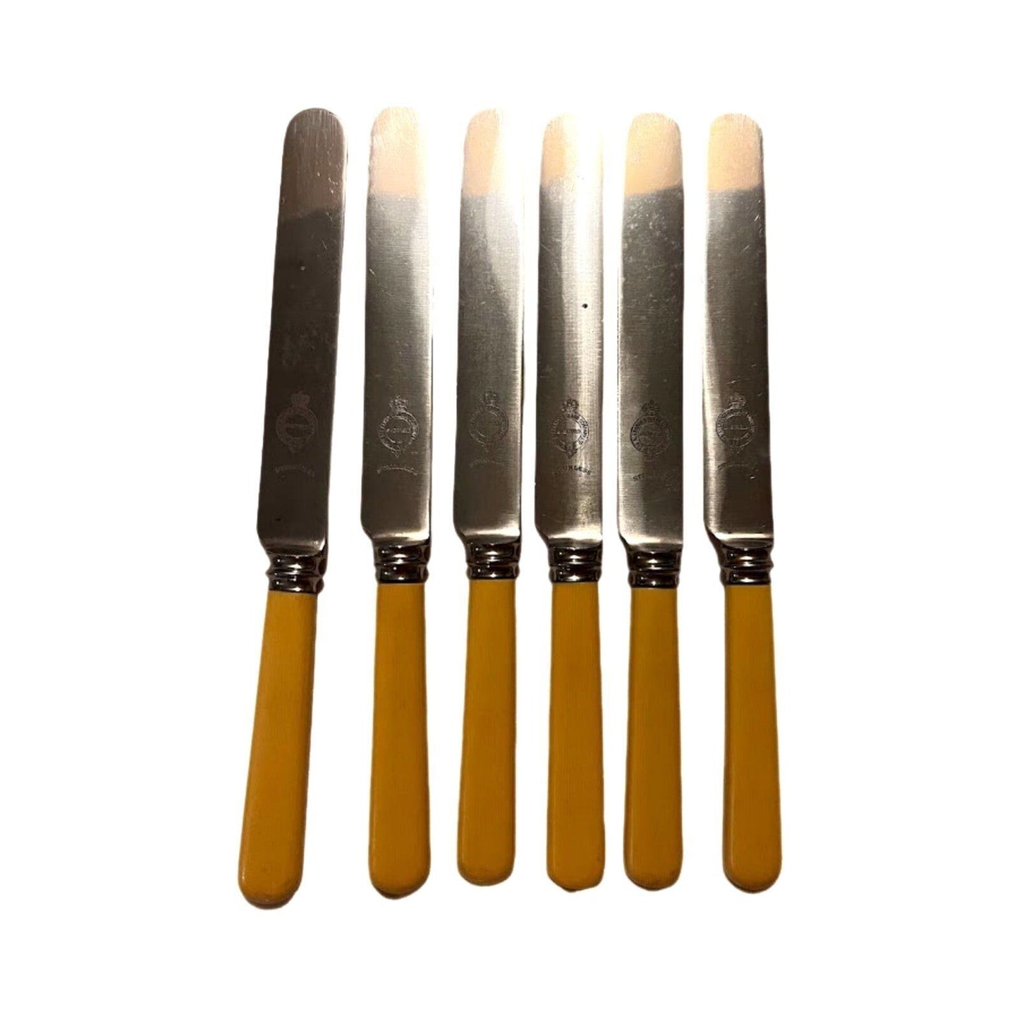 Antique Sheffield England Set Of 6 Knives Bakelite Handle