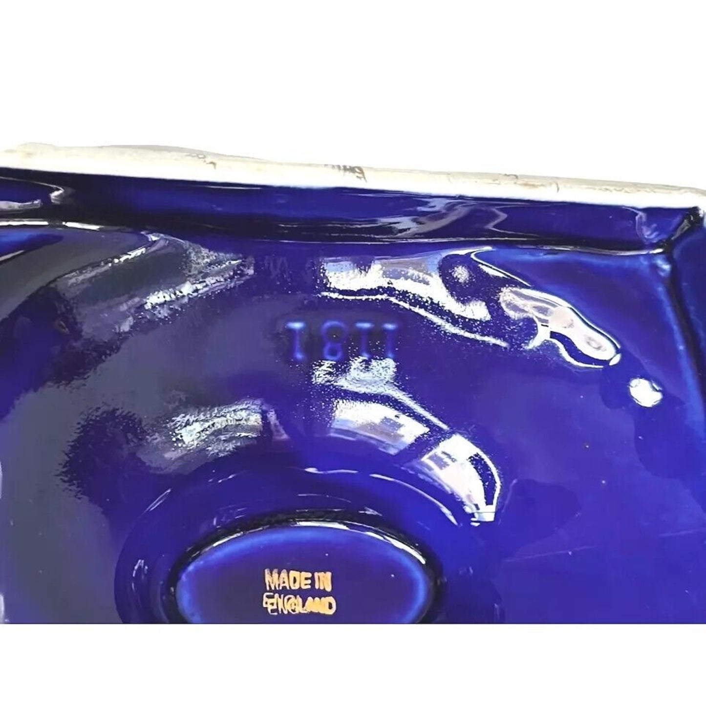 Vintage Cobalt Blue Gold Porcelain Centerpiece Bowl Vase England Victorian Scene