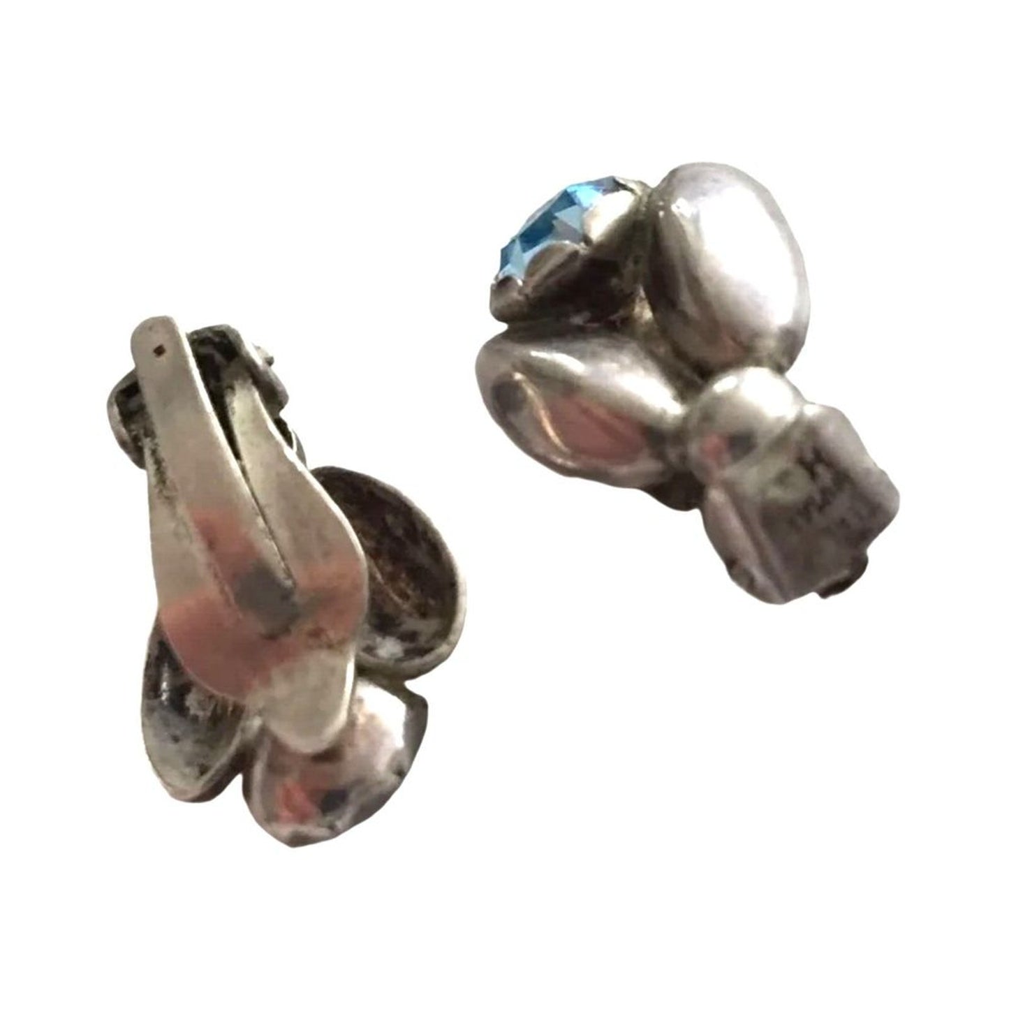 Max Standager Earrings Round Cut Aquamarine Sterling Silver 925 Clip On Denmark