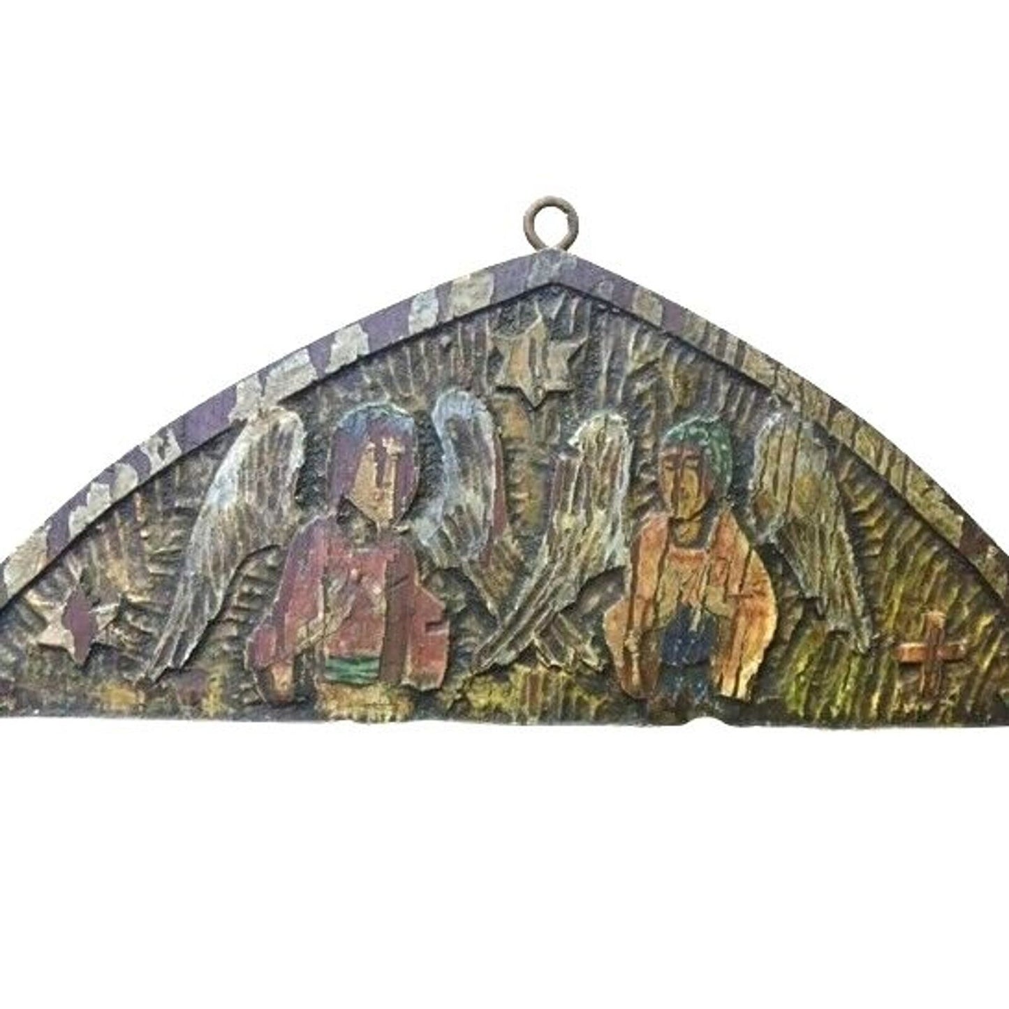 Antique Russian Christian Orthodox Triptych Icon Mother Virgin Madonna Jesus
