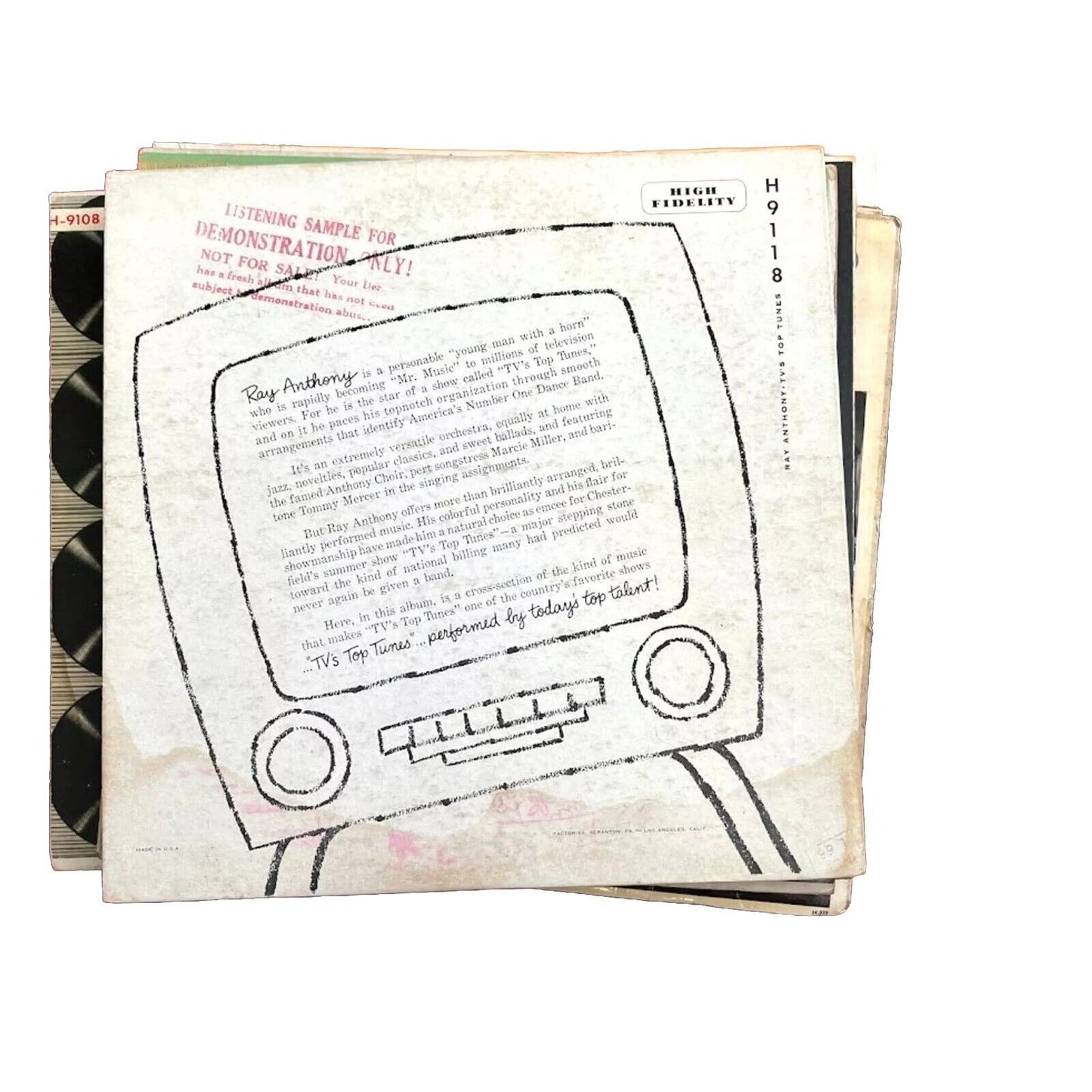 Ray Anthony- TV's Top Tunes H9118 Capitol 10" Vinyl Lp Vintage