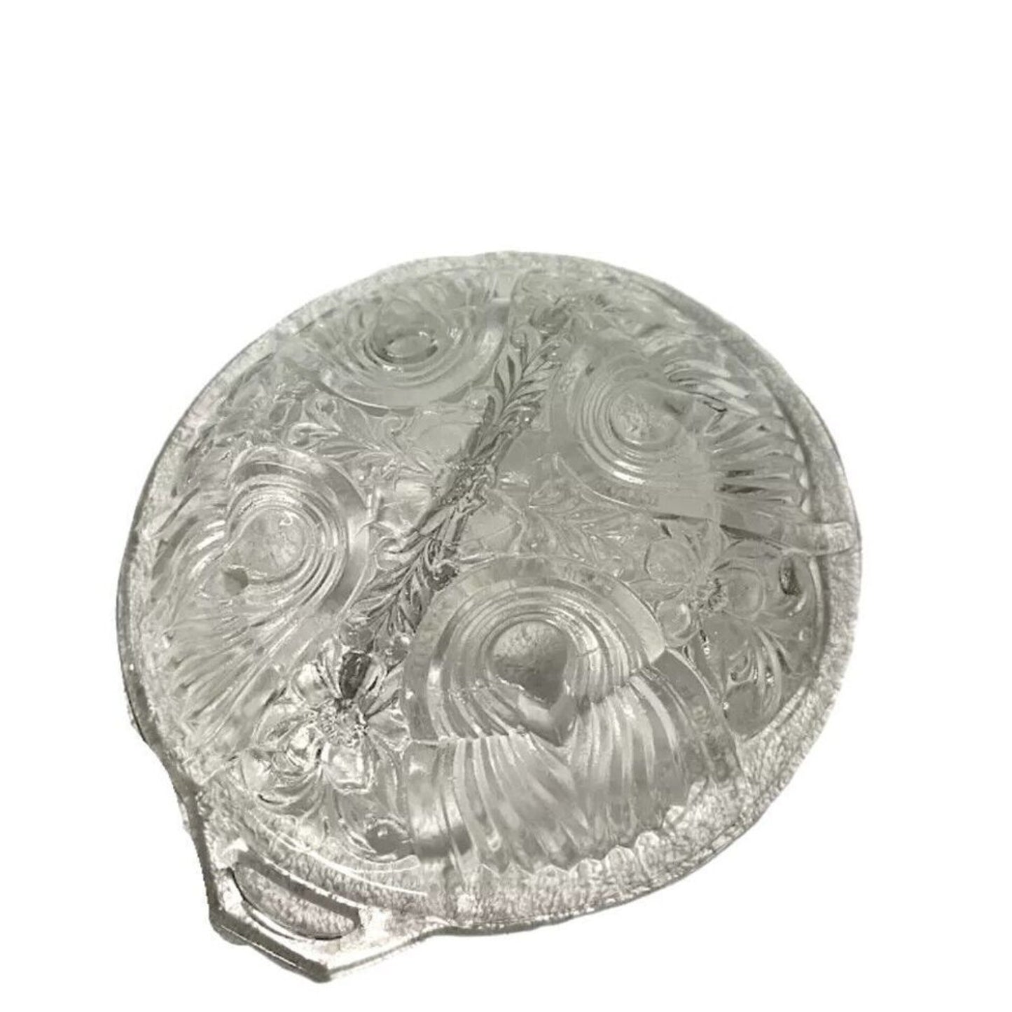Vintage Indiana Killarney Clear Depression Glass Divided Candy Relish Dish 7.5"