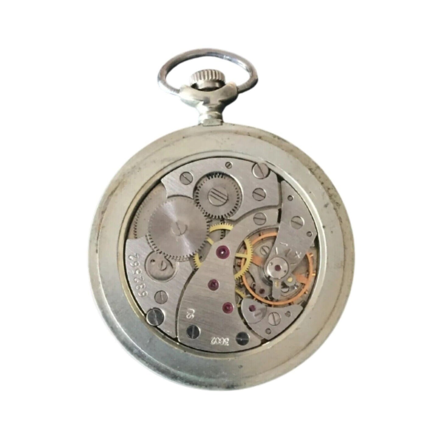 Molnija Pocket Watch Men's Antique Russian Open Face 18 Jewels One Hunter Wolfs