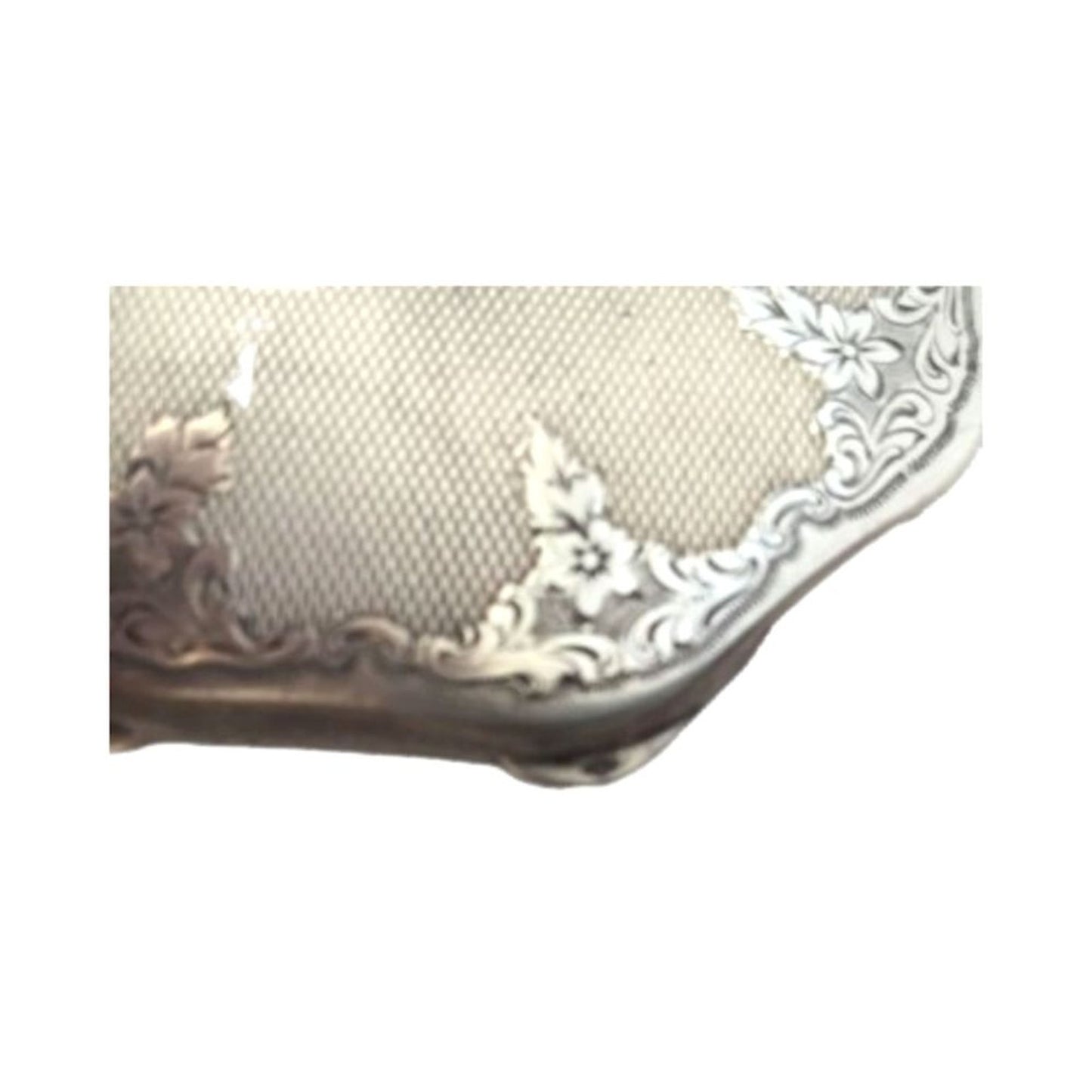 Antique Powder Compact Floral Ornate Silver Case 835 Engraved Austrian