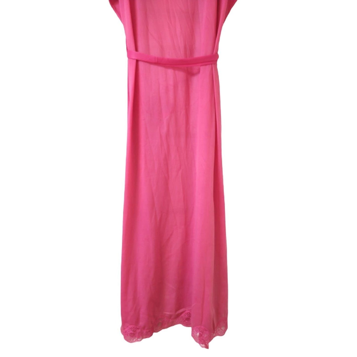 Pink lace trim maxi nightgown L
