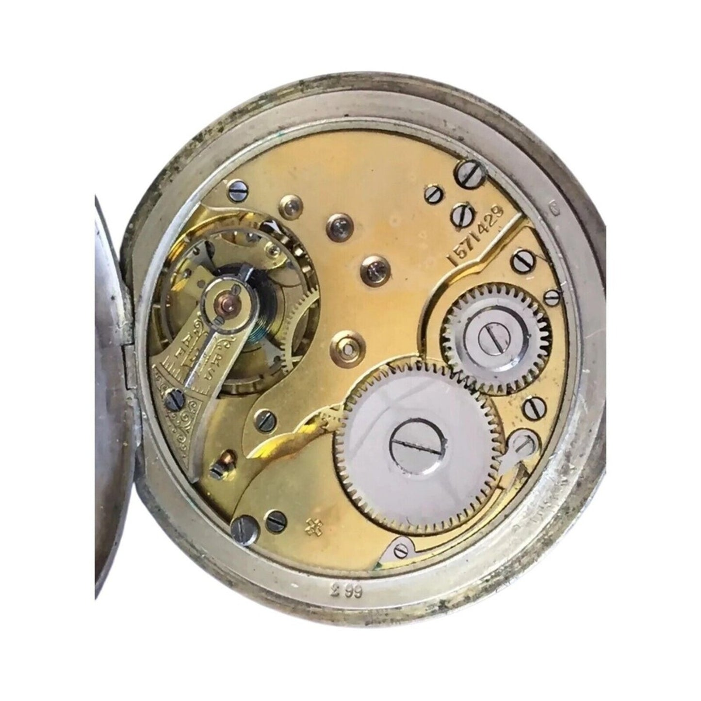 Antique Pocket Watch Eterna Niello Tula Silver Rose Gold Signed