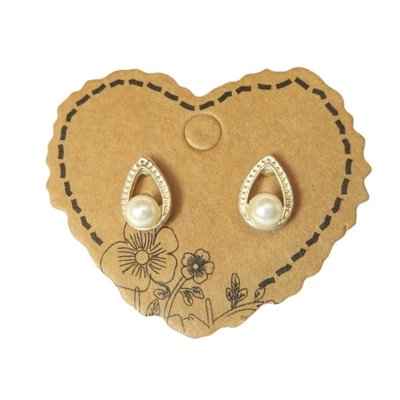 Vintage Faux Pearls Pear Shape Small Stud Earrings Gold Tone Posts