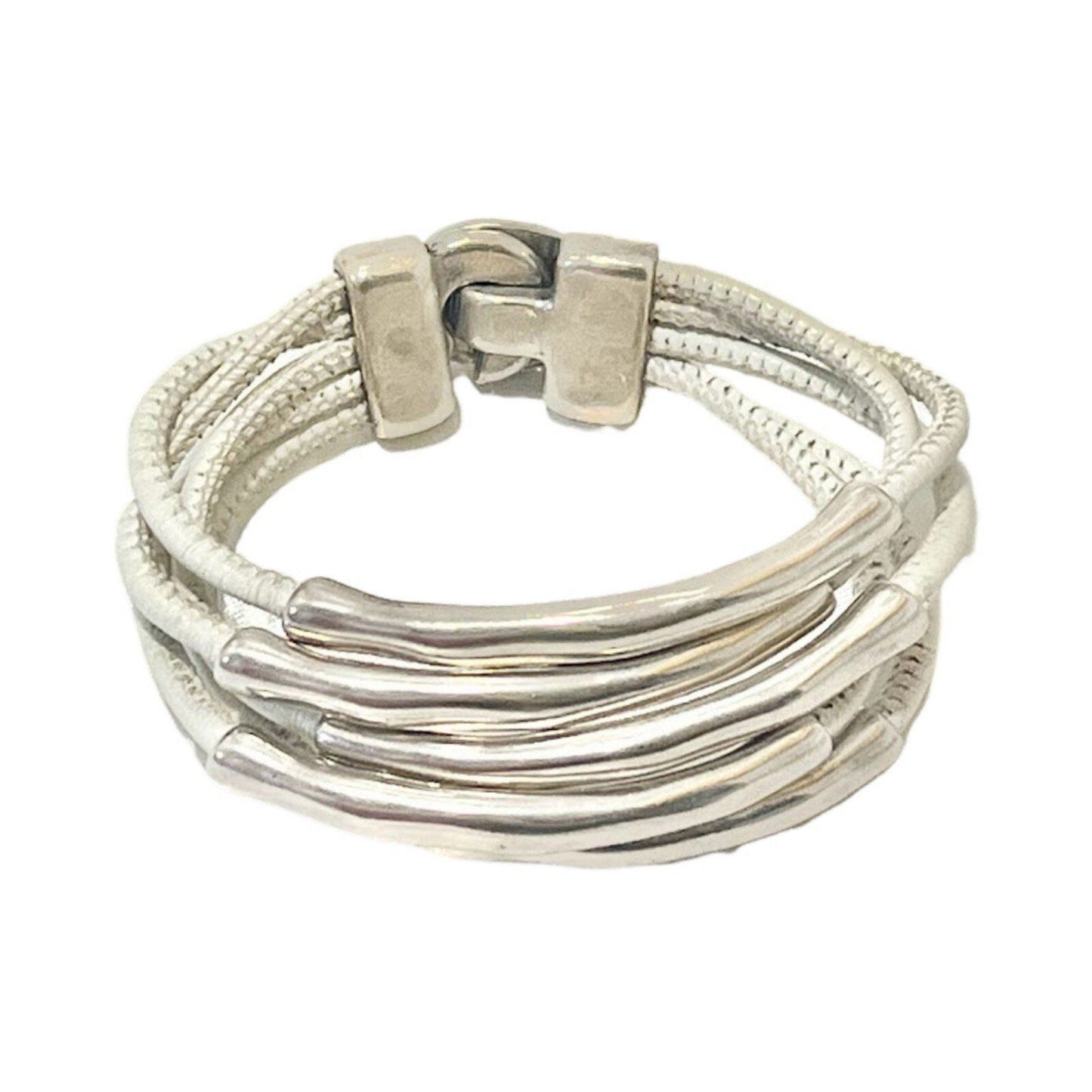 Uno De 50 Bracelet White Leather Silver NWOT Unisex Men Women