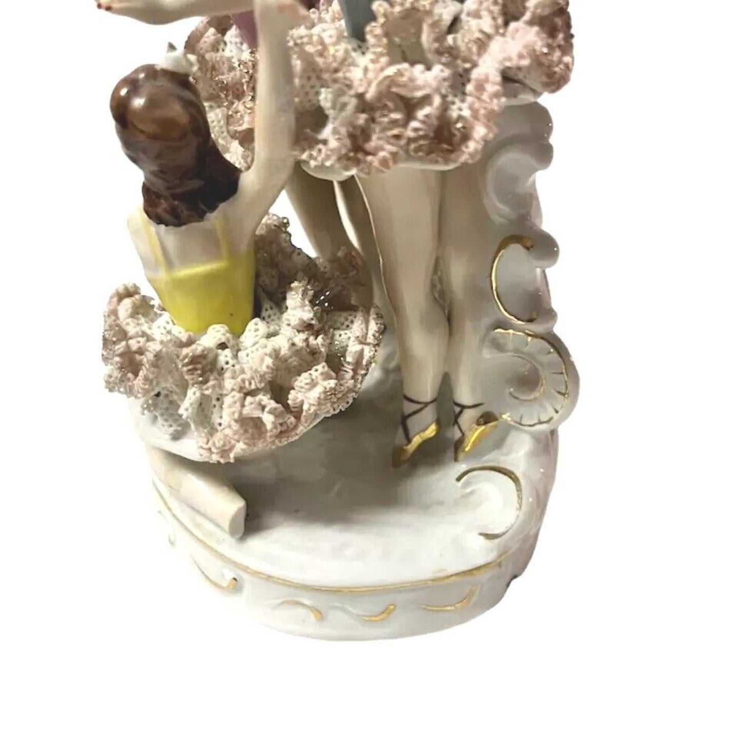 Vintage Dresden Porcelain Lace Ballerina Dancer Figurine Germany Chipped