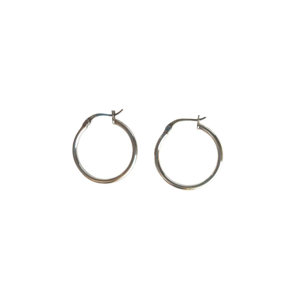 Classic Hoop Earrings Smooth Shiny Sterling Silver Earrings 925