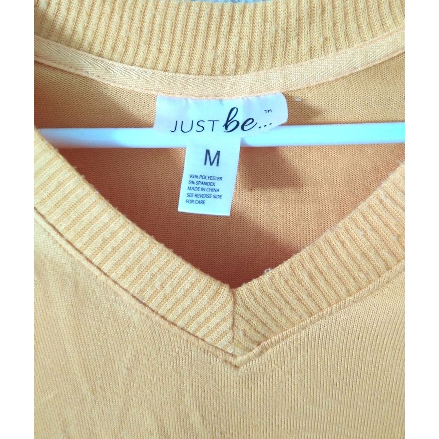 Just Be yellow V-neck women's long sleeve sweater size M