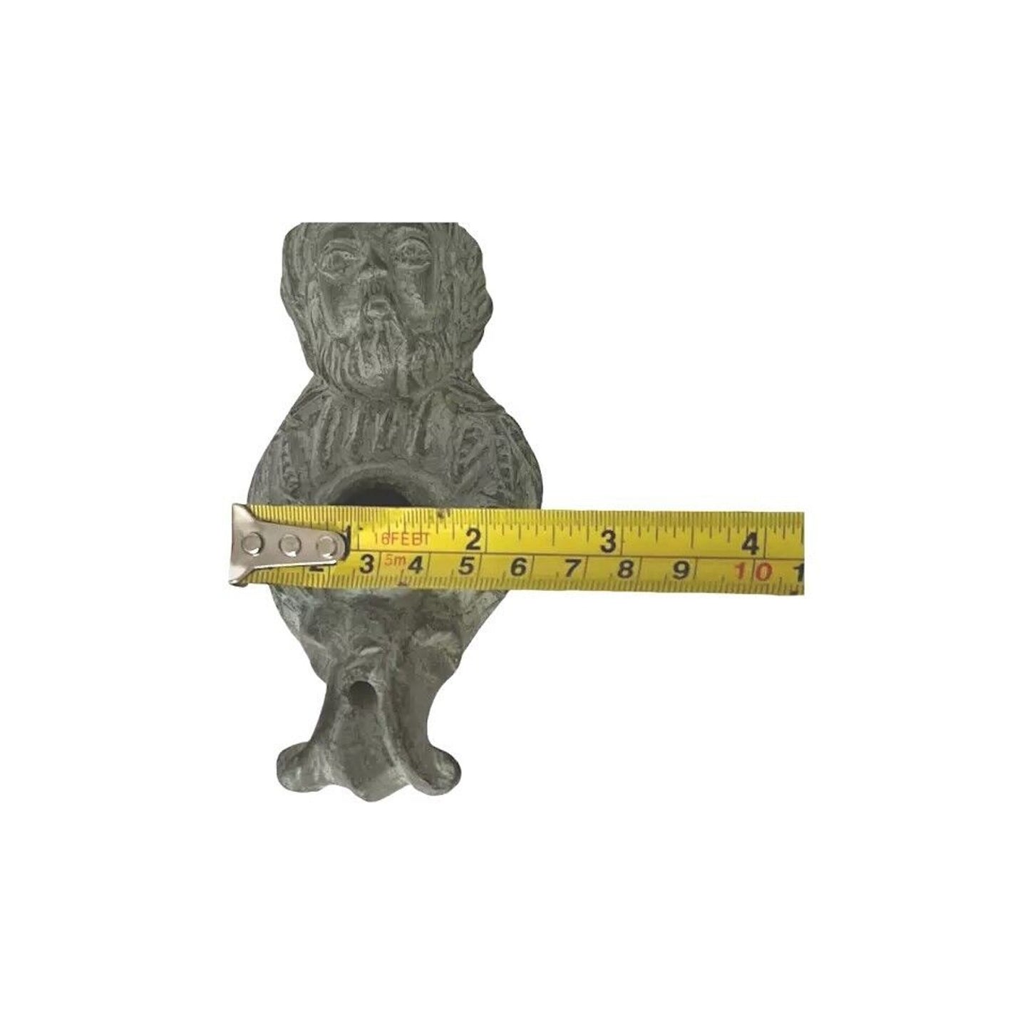 Rare Middle Eastern Oil Lamp Carved Figural Face Black Stone circa 200AD