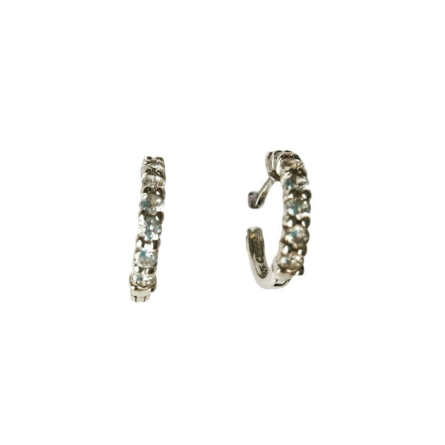 Round Cut Clear Cubic Zirconia Hoops Earrings Sterling Silver 925 Hoop